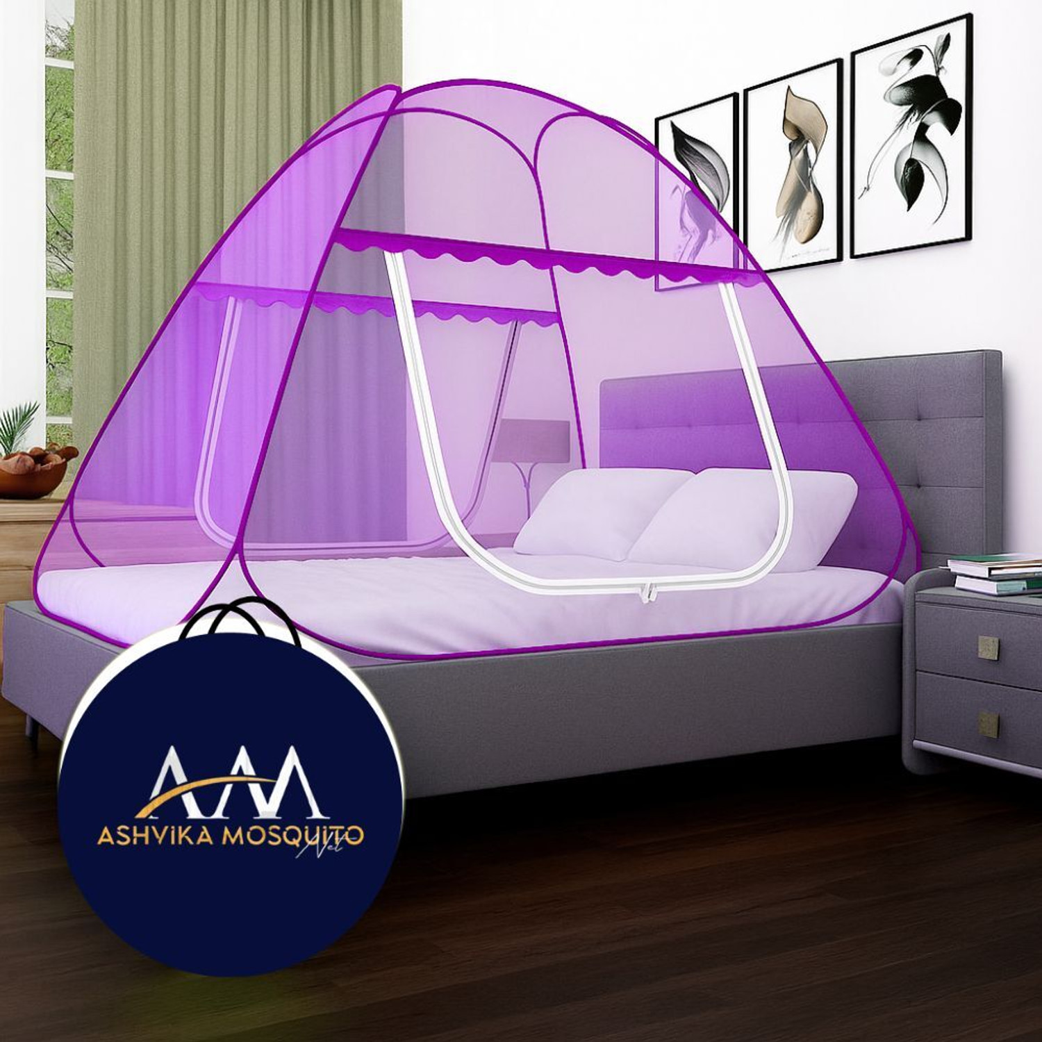 Image of Ashvika mosquitoNet Double bed size 6x6 6.5x6.5 7x7 ft Polyester Adults Mosquito Net