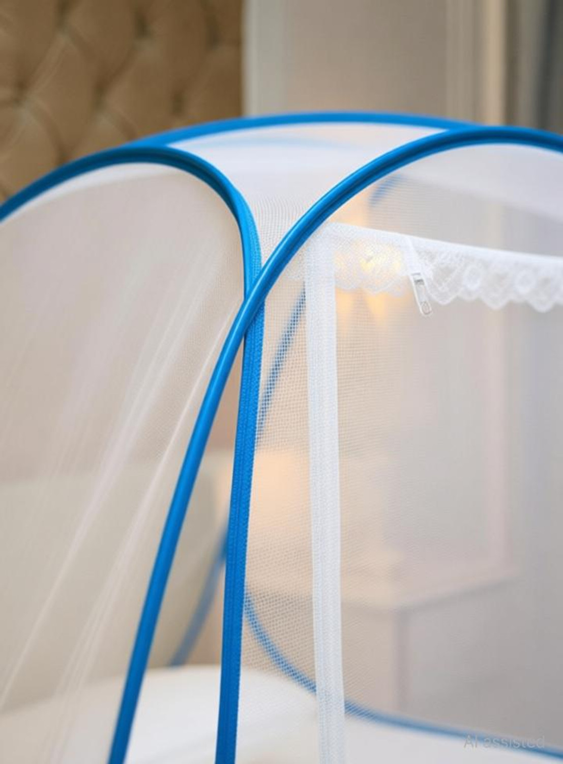 Image of deuka Single Bed (6x4ft)Foldable Mosquito Net Polyester Adults Mosquito Net