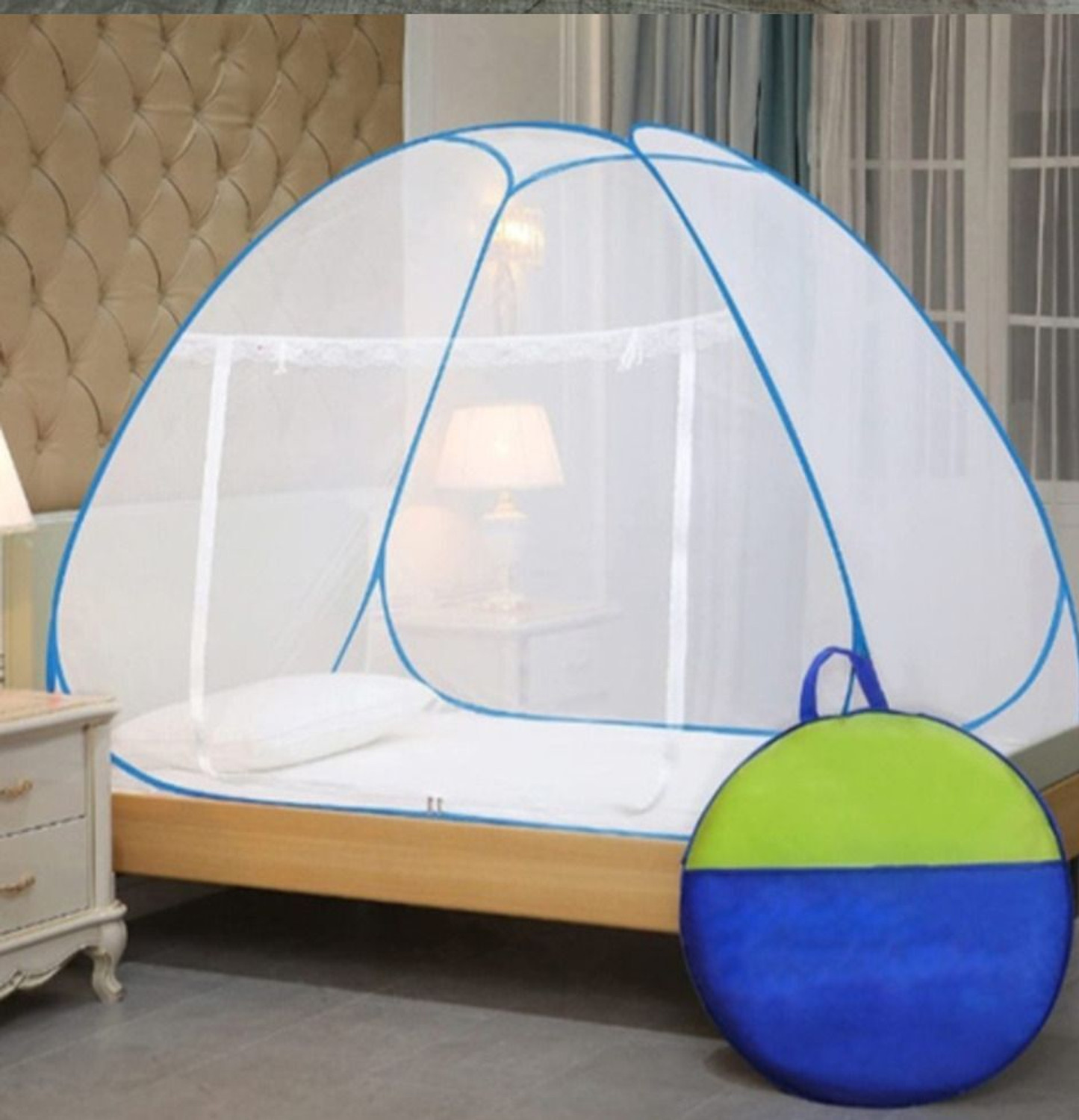 Image of deuka Single Bed (6x4ft)Foldable Mosquito Net Polyester Adults Mosquito Net