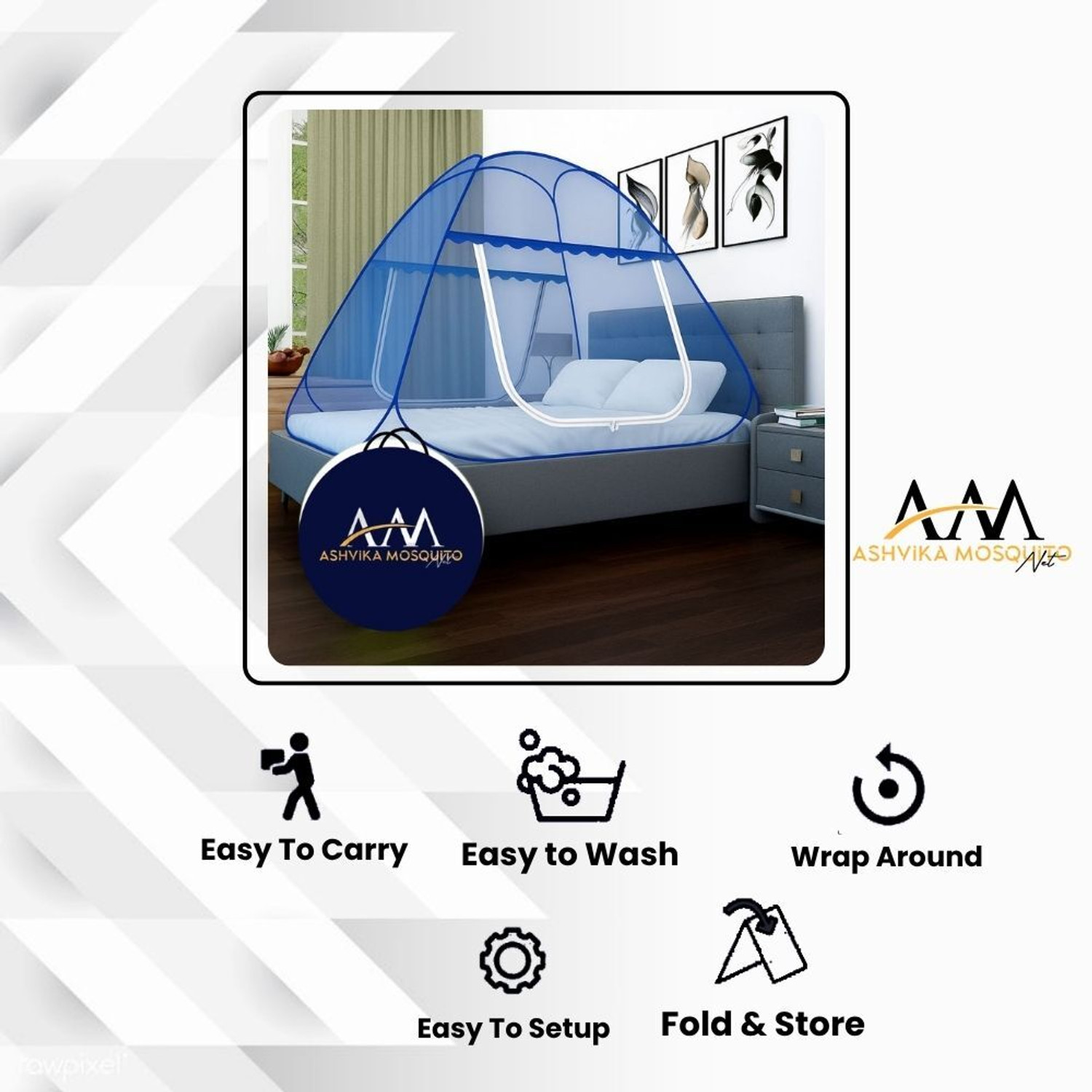 Image of Ashvika mosquitoNet Double bed size 6x6 6.5x6.5 7x7 ft Polyester Adults Mosquito Net
