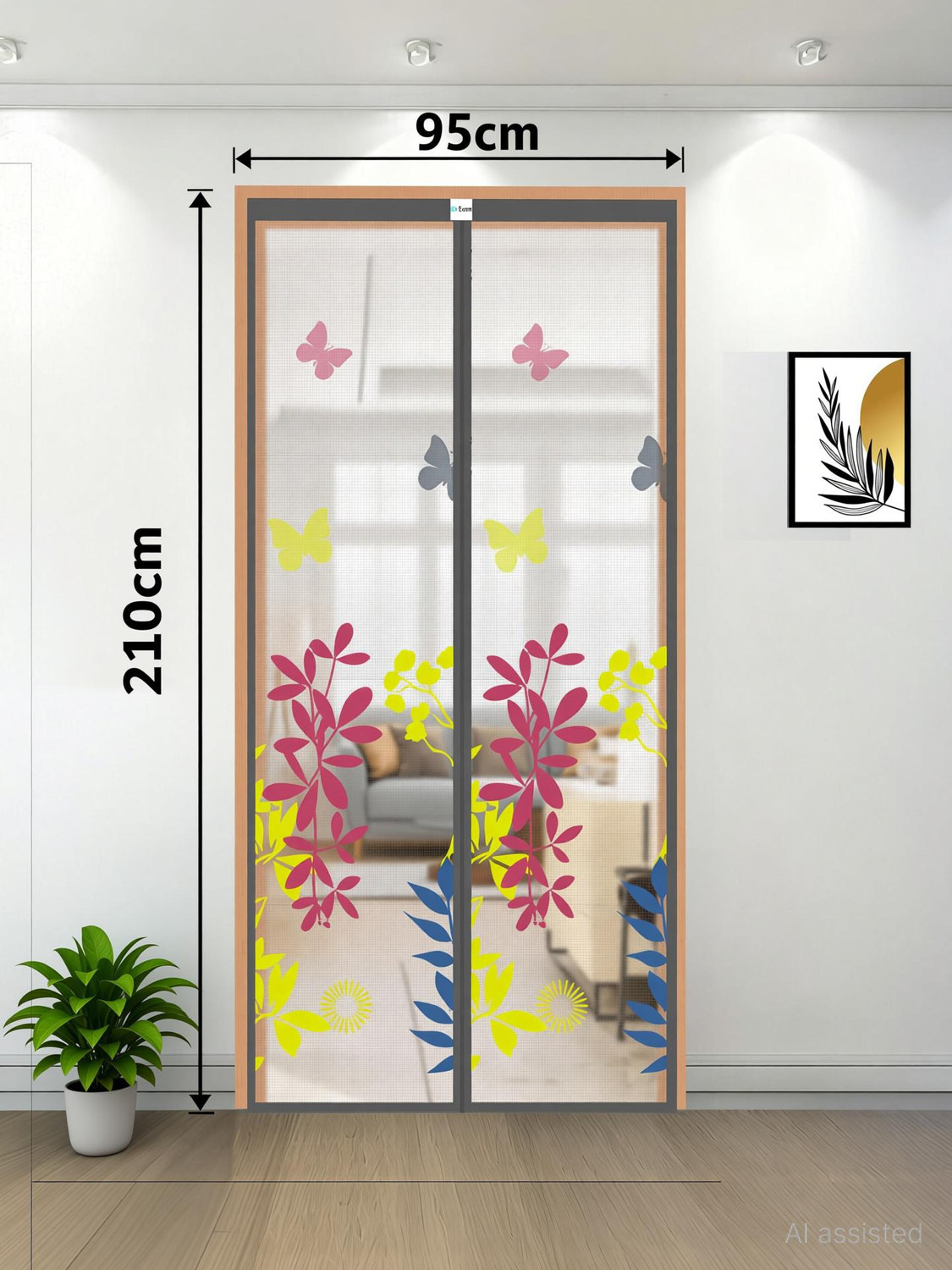 Image of SafeMyles Magnetic Door Mosquito Net - Easy Fit, Breathable & Mosquito Protection Polyester Washable Adults Mosquito Net