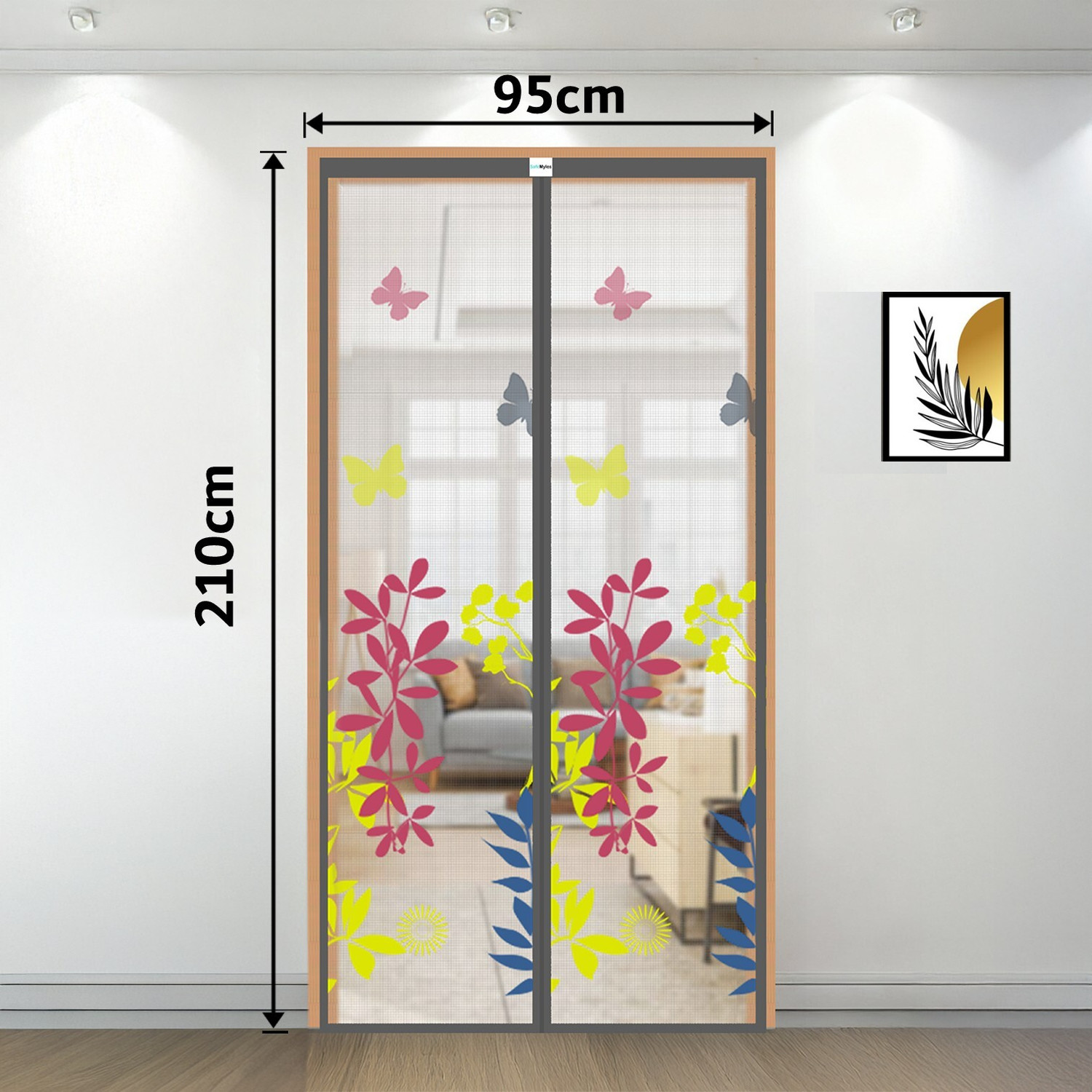 Image of SafeMyles Magnetic Door Mosquito Net - Easy Fit, Breathable & Mosquito Protection Polyester Washable Adults Mosquito Net
