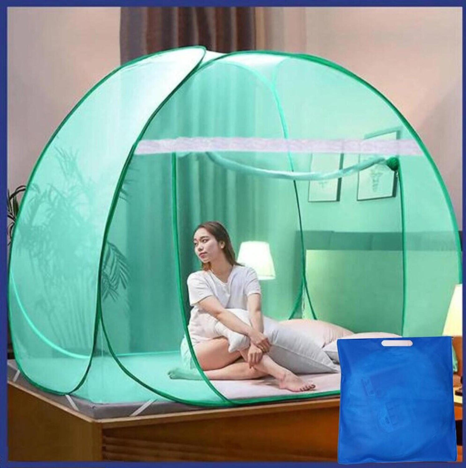 Image of looknchoice Foldable Free Saviours With Colourfull Ployster Fabric Polyester Washable Adults Mosquito Net