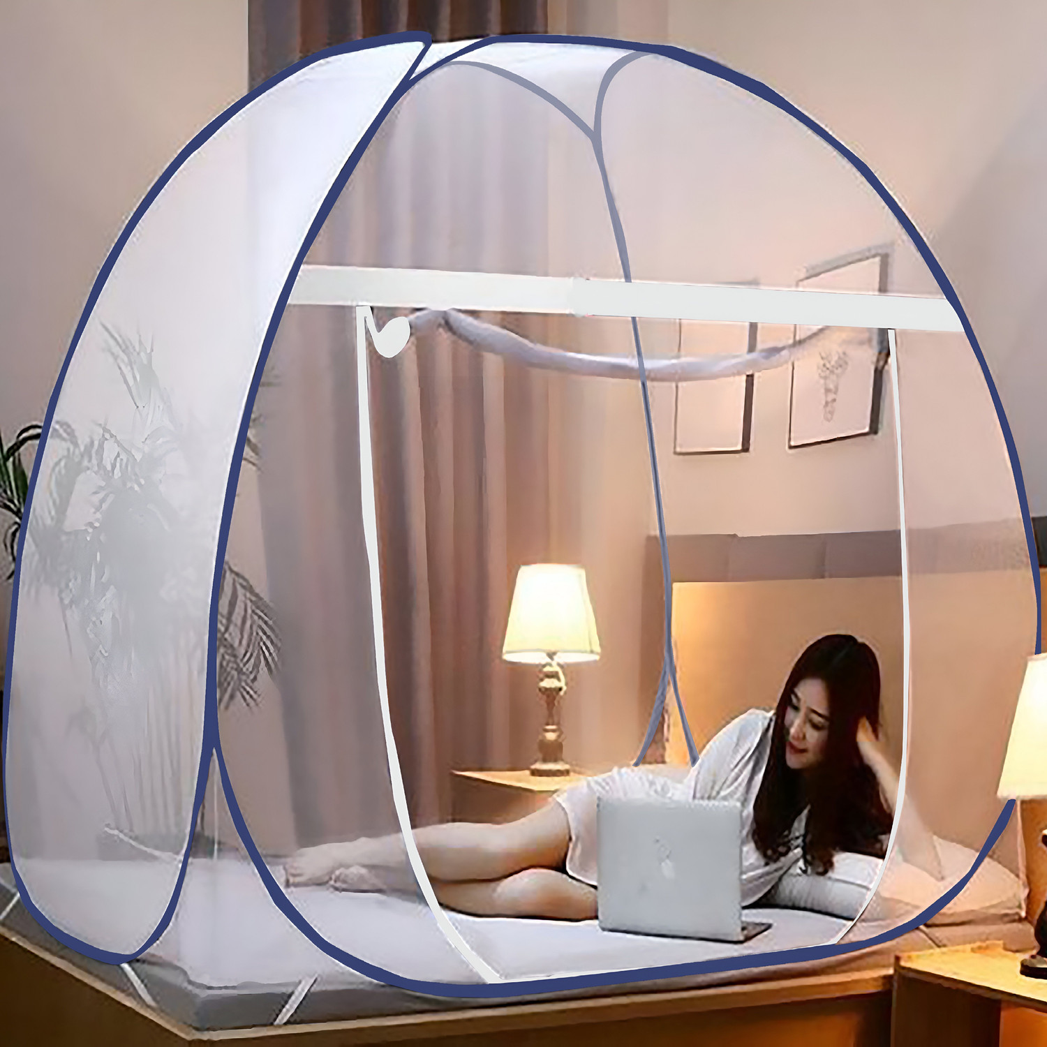 Image of TLK-HWB Strong Premium*Large Pro Foldable Net With Ventilation*Corrosion Resistant Steel Polyester Washable Adults Mosquito Net