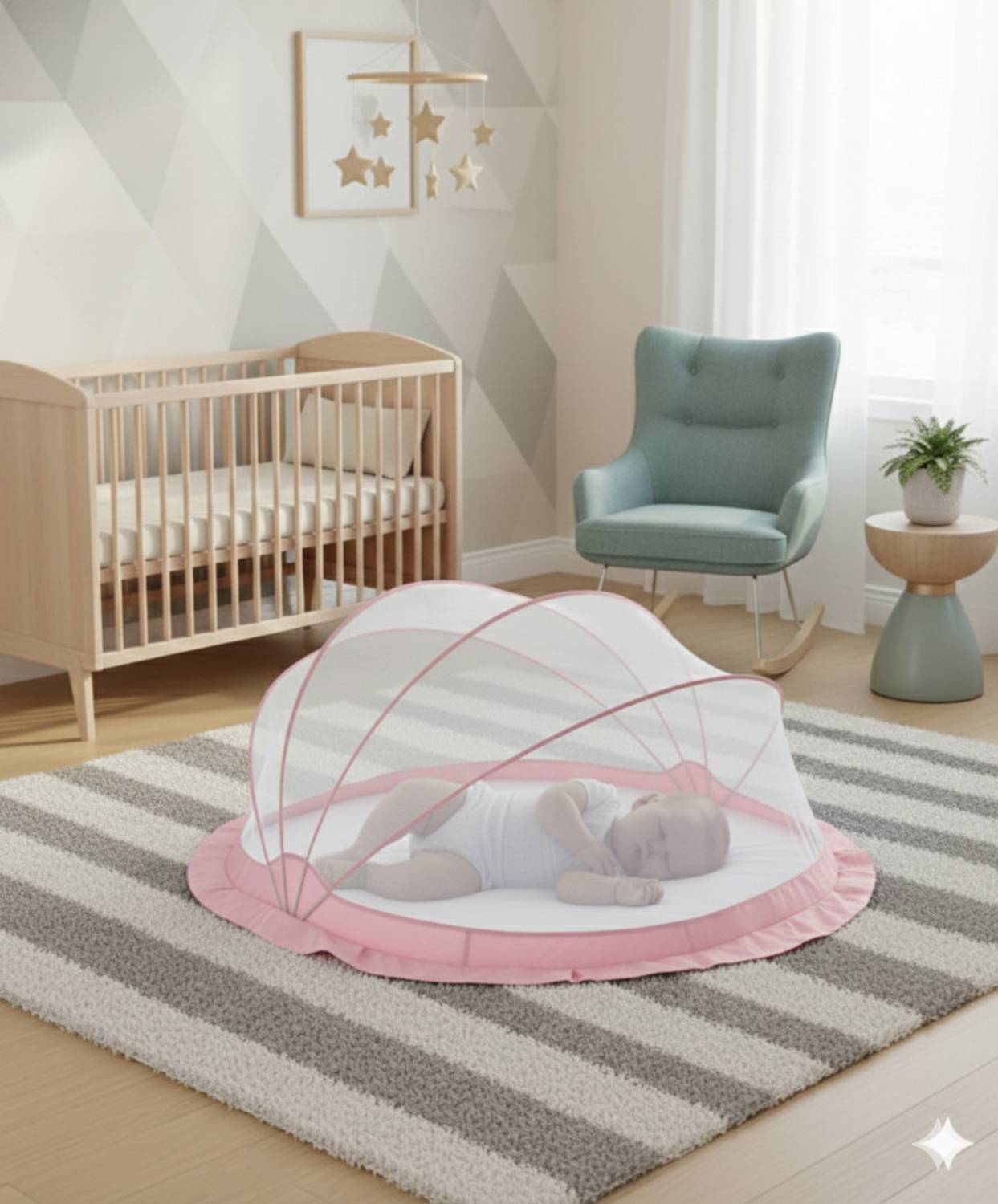 Ajejaj baby pink crib mosqeitonet1 Polyester Washable Kids Mosquito Net