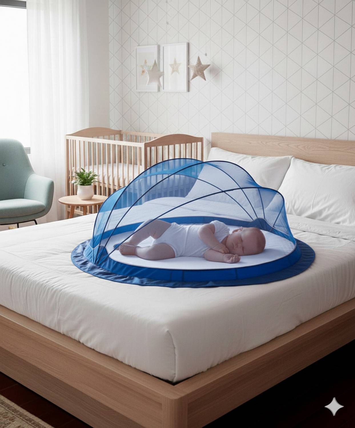 Ajejaj baby blue mosqeitonet crib Polyester Washable Kids Mosquito Net
