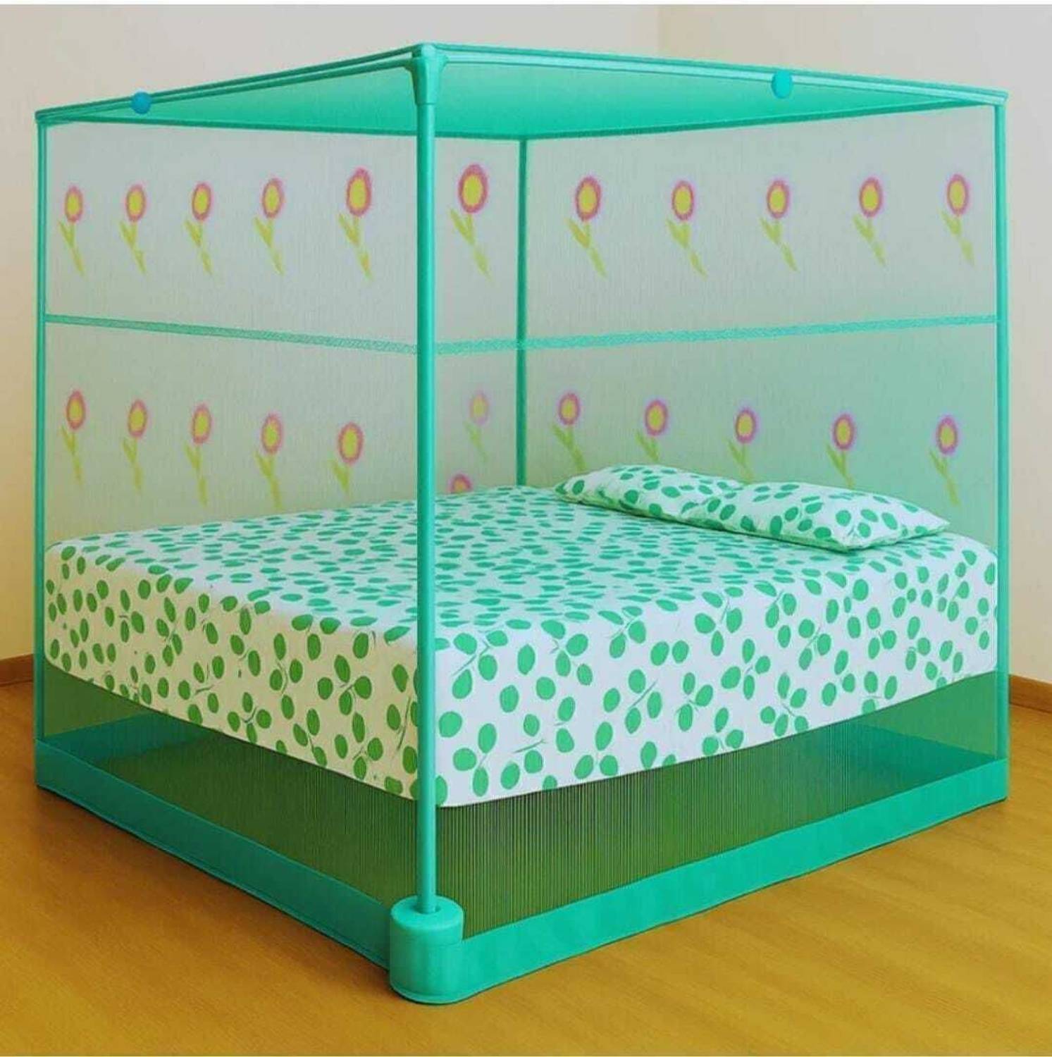 AasthaNet Premium Quality Green Color Double Bed Mosquito Net IFoldable & Durable HDPE - High Density Poly Ethylene Washable Adults Mosquito Net
