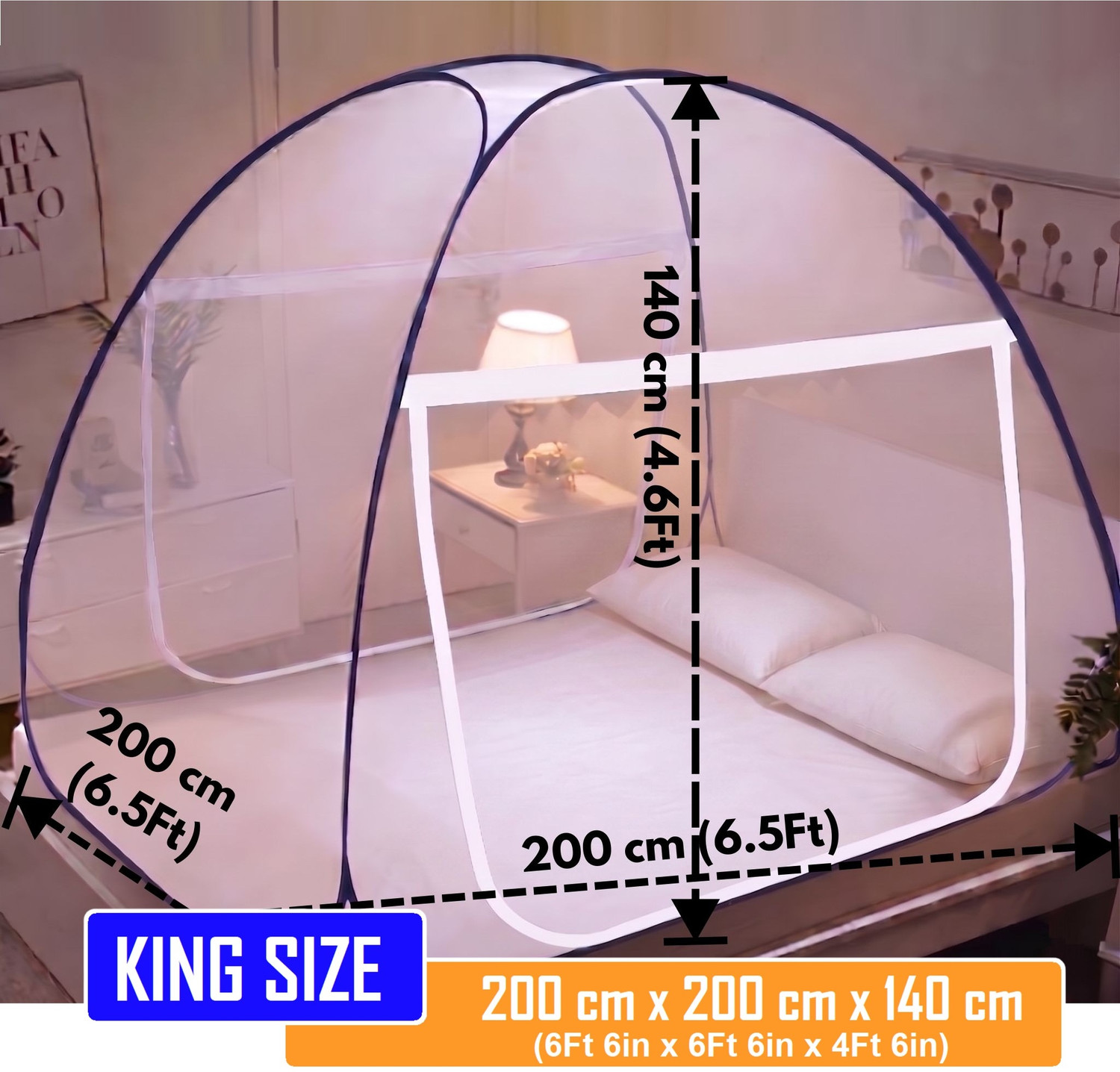 Image of TLK-HWB Signature Series Pop-Up Guard with 360 Degree Panoramic High Visibility Mesh Polyester Washable Adults Mosquito Net (Dark Blue, Tent)