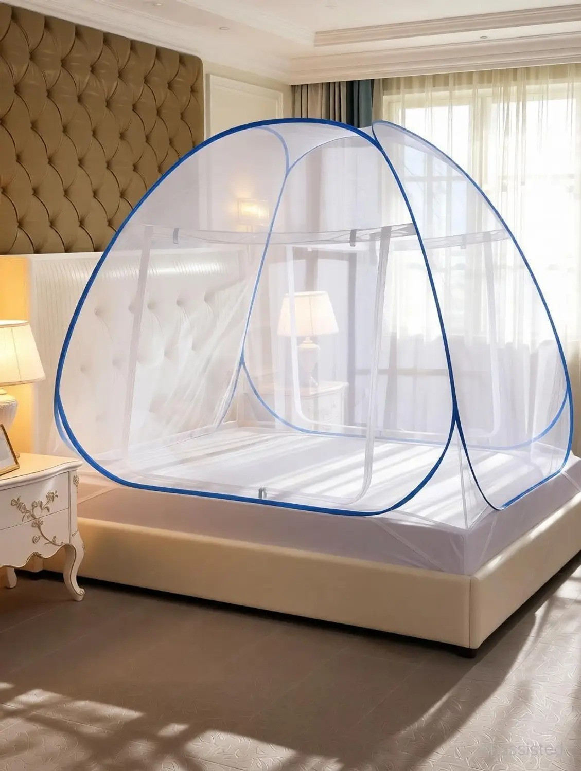 Image of VS Enterprises Machhardani -Double bed Size (6.5ft) X 200 (6.5ft) X 145 Foldable HDPE - High Density Poly Ethylene Washable Adults Mosquito Net