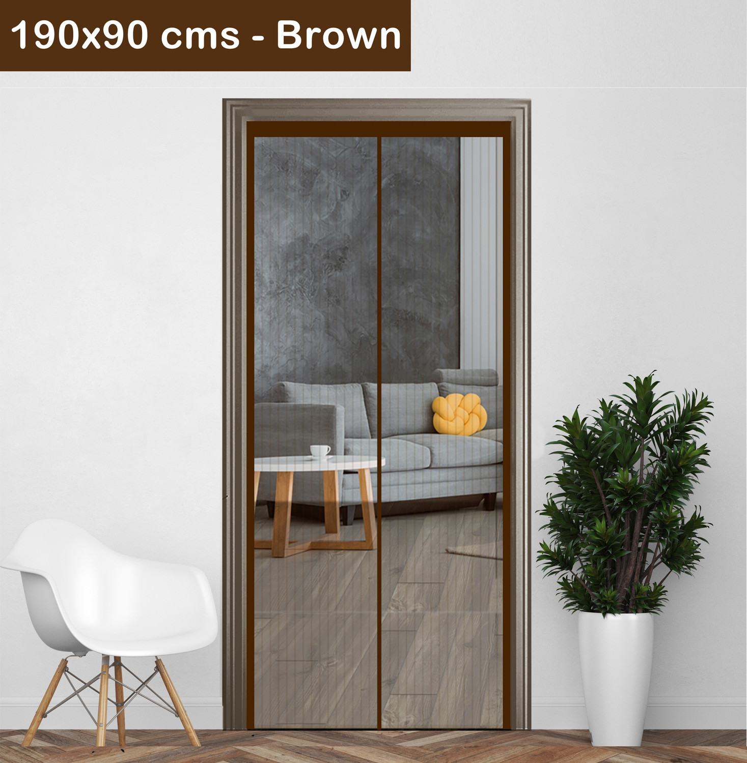 Image of Evafly Mosquito Net For Door With Magnet Self-Closing with self Adhesive Hook Door Polyester Washable Adults Mosquito Net