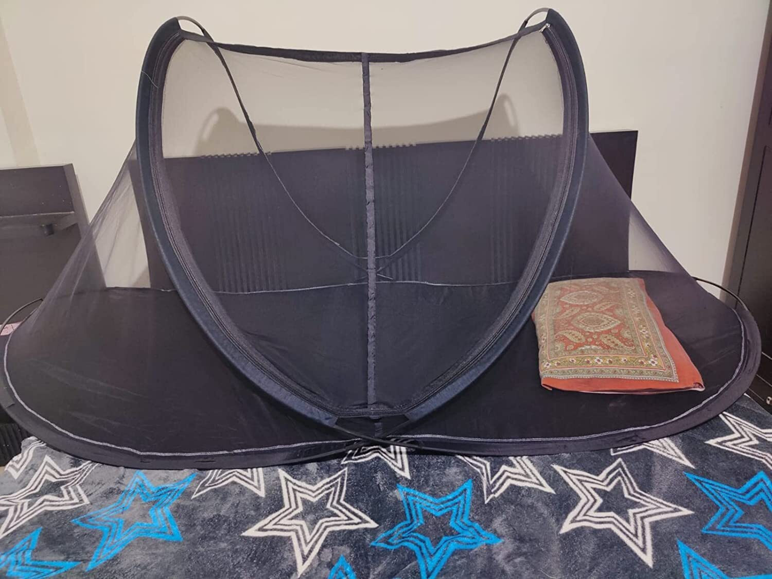 Image of ZOTOFLY Folding Single Bed Mosquito Net Of One Side Gate Polyester Washable Adults Mosquito Net