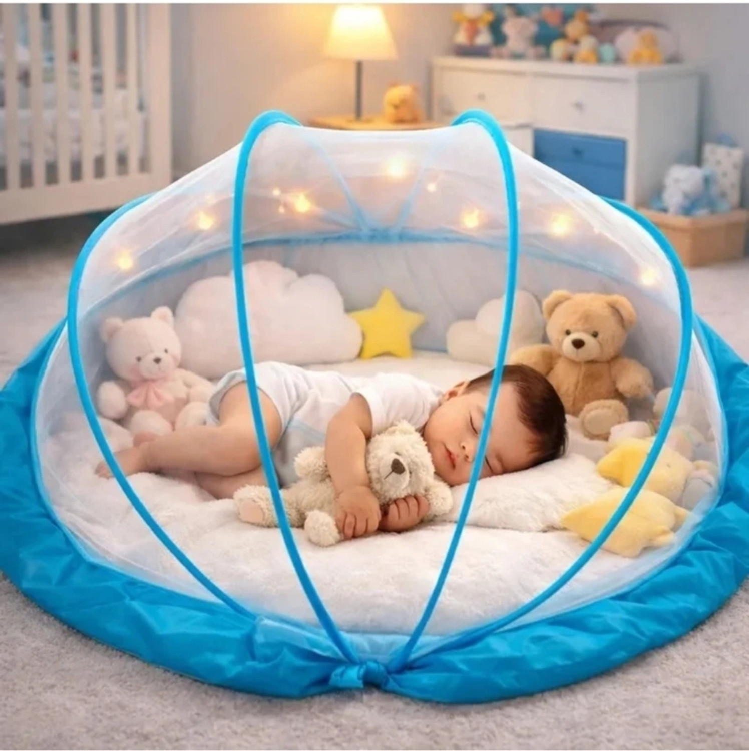 Image of Rus enterprise SafeHaven Portable Baby Mosquito Net HDPE - High Density Poly Ethylene Washable Infants Mosquito Net
