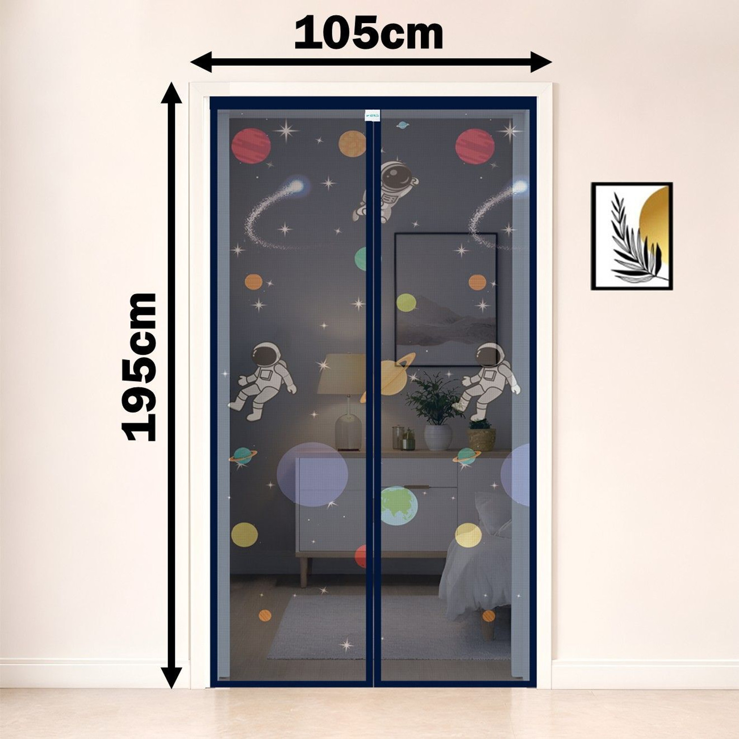 Image of SafeMyles Self-Closing Magnetic Astro Design Door Mosquito Net | Net Size 195*105 | Polyester Washable Adults Mosquito Net