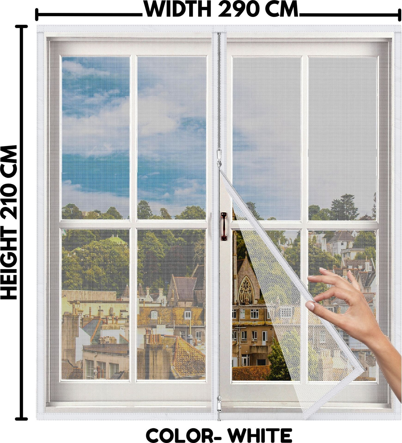 Image of Woodluck Pre-Stitched | Zipper Mosquito Net for Window Fibre Washable Adults Mosquito Net
