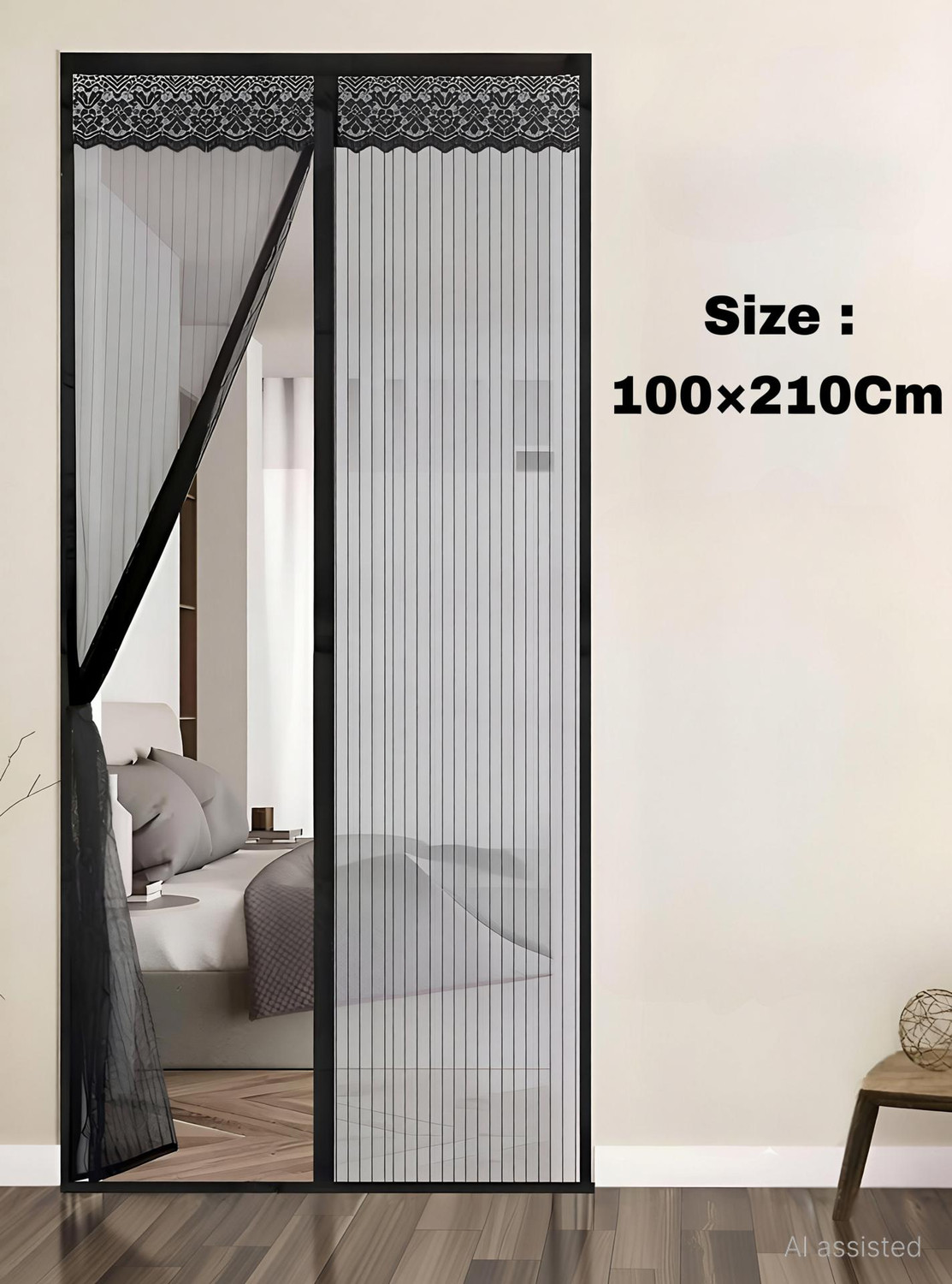 Image of Twolight Auto-Closing Magnetic Door Polyester Washable Adults Mosquito Net