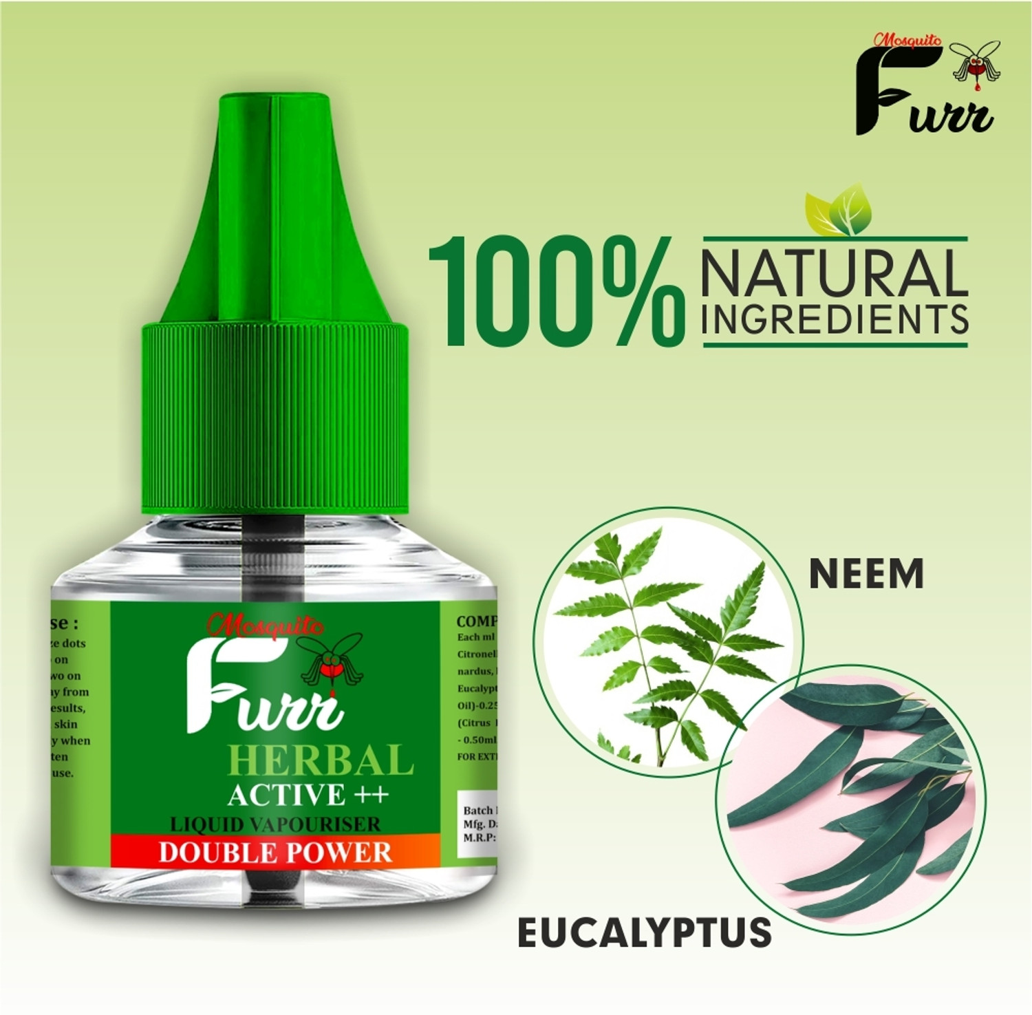 Image of Mosquito Furr Herbal Active++ Liquid Vaporizer Double Power Mosquito Vaporiser Refill