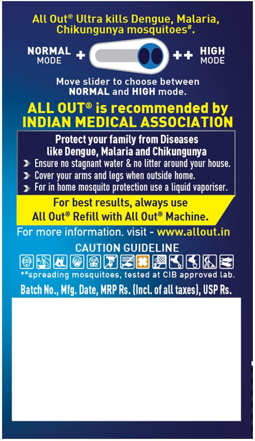 Image of All Out Ultra Mosquito Repellant Refill Faster Action (45 mL each) Pack of 6 Mosquito Vaporiser Refill
