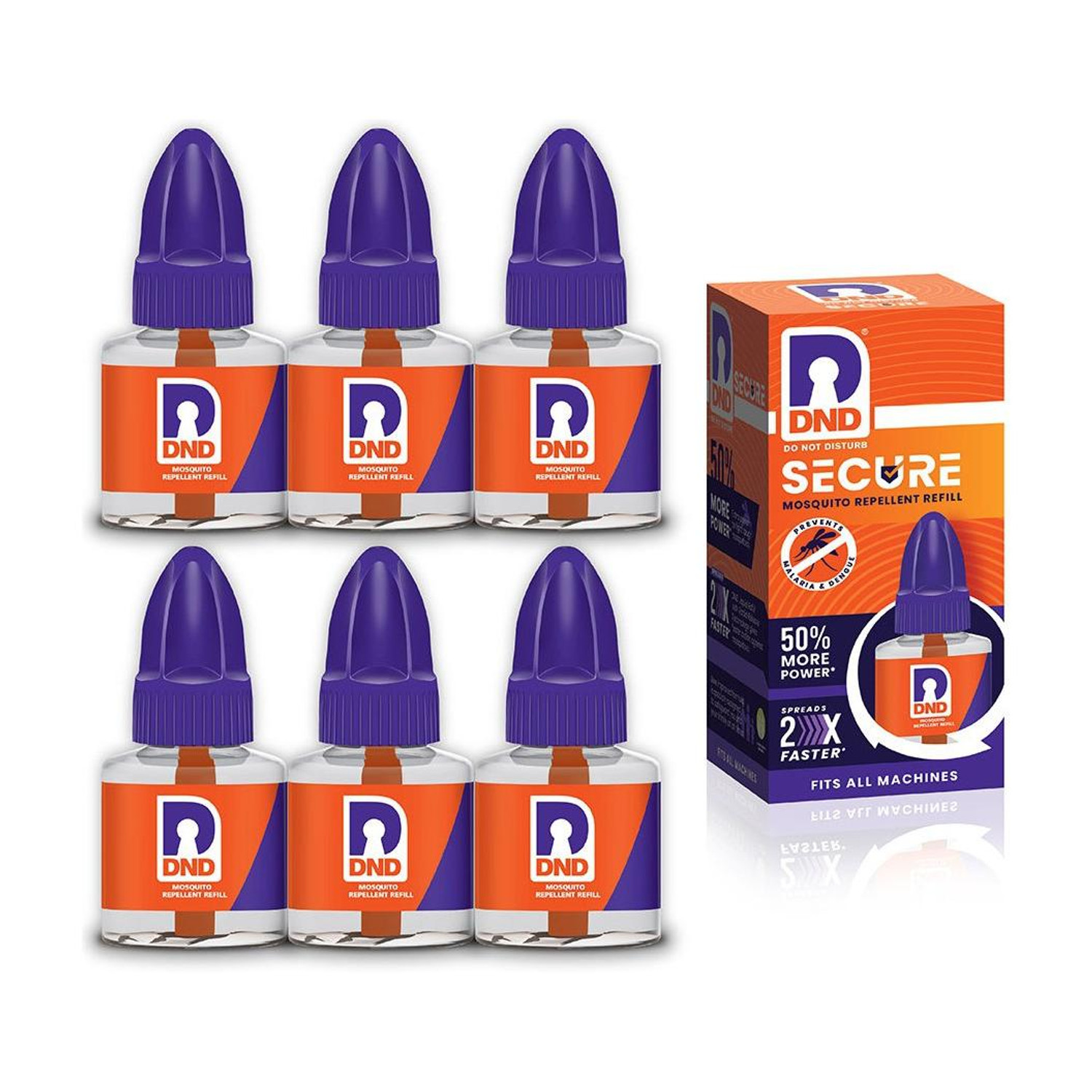 Image of DND Mosquito Repellent Refill | Liquid Vaporiser | 50% Extra Power | Pack of 6 - 45ml Each Mosquito Vaporiser Refill