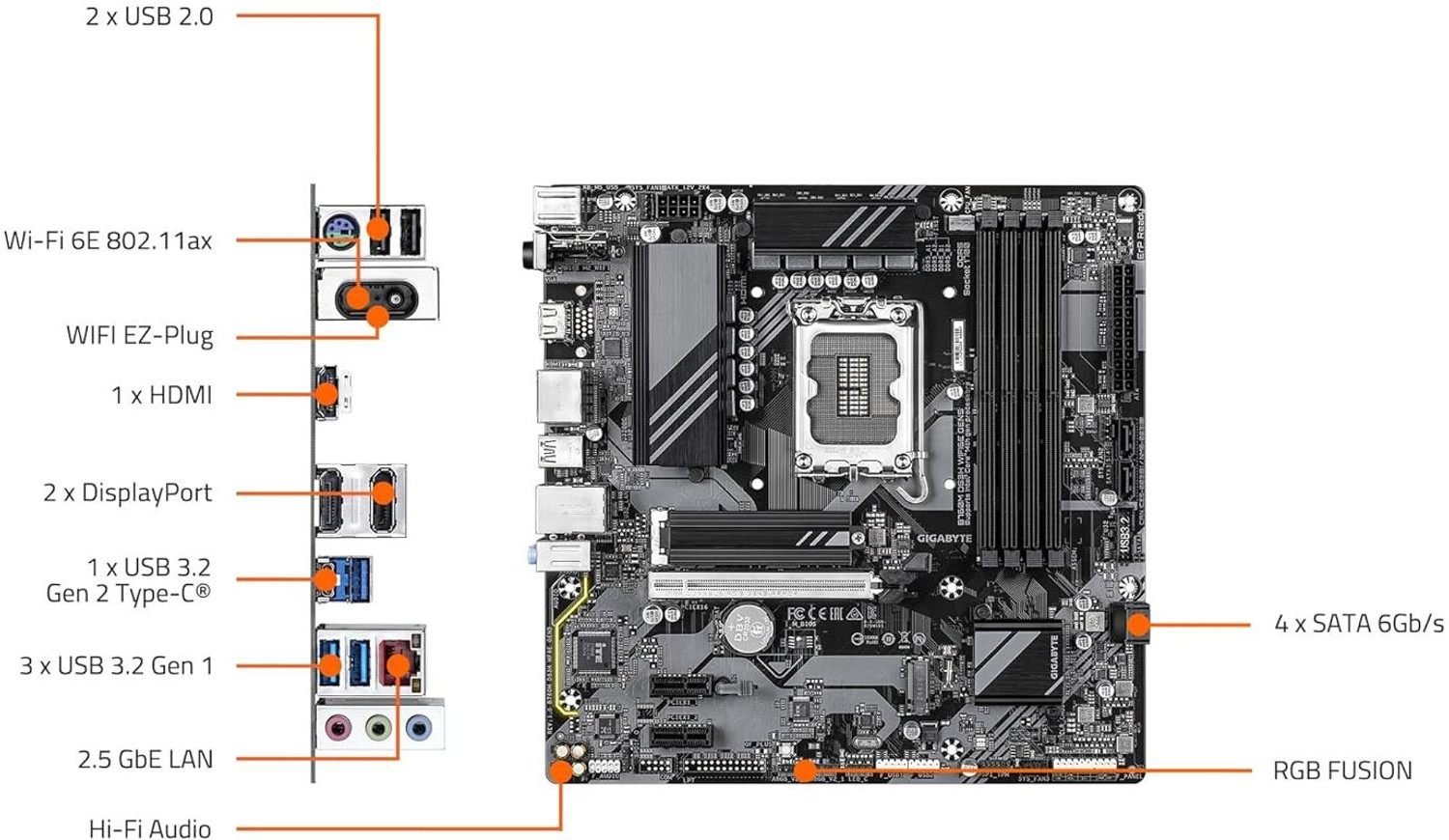 Image of GIGABYTE B760M DS3H WIFI6E GEN5 LGA 1700Socket Micro-ATX Intel B760 Chipset DDR5 Motherboard for Desktop