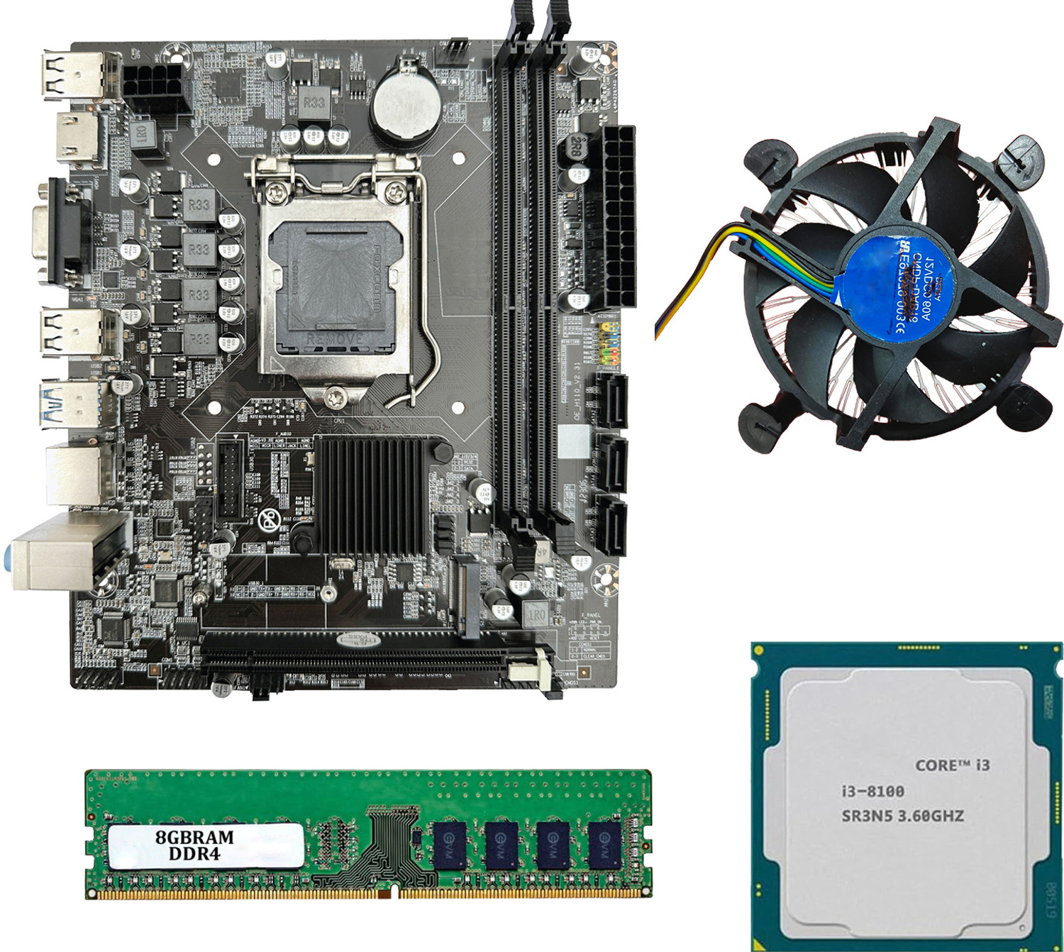 Image of CPU WALA Z310 Motherboard Combo with Core i3 8th Gen I 8GB RAM I Fan Included LGA1151Socket Micro-ATX Intel H310 Chipset DDR4 Motherboard for Desktop