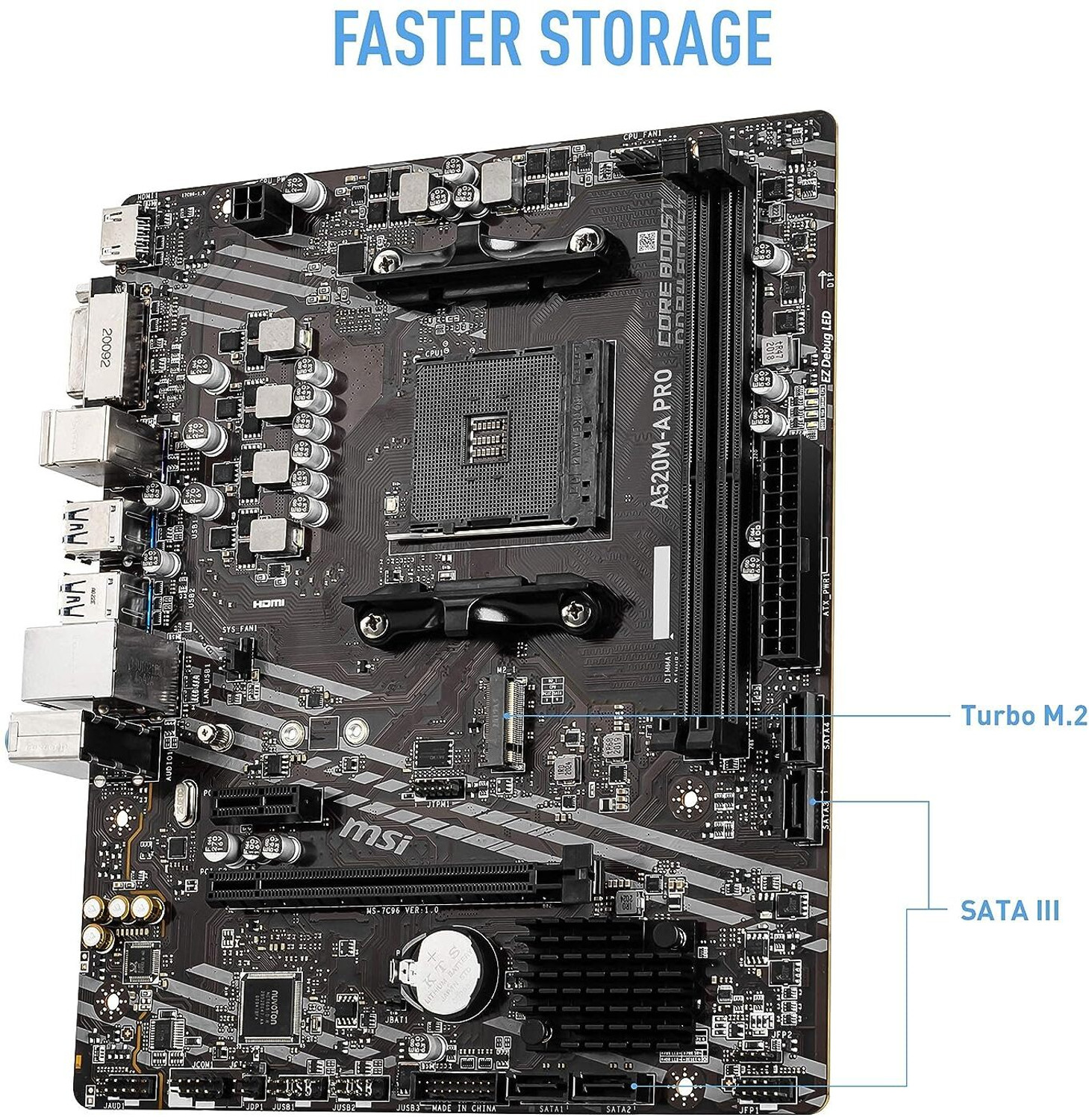 Image of MSI A520M-A PRO AM4Socket Micro-ATX AMD A520 Chipset DDR4 Motherboard for Desktop