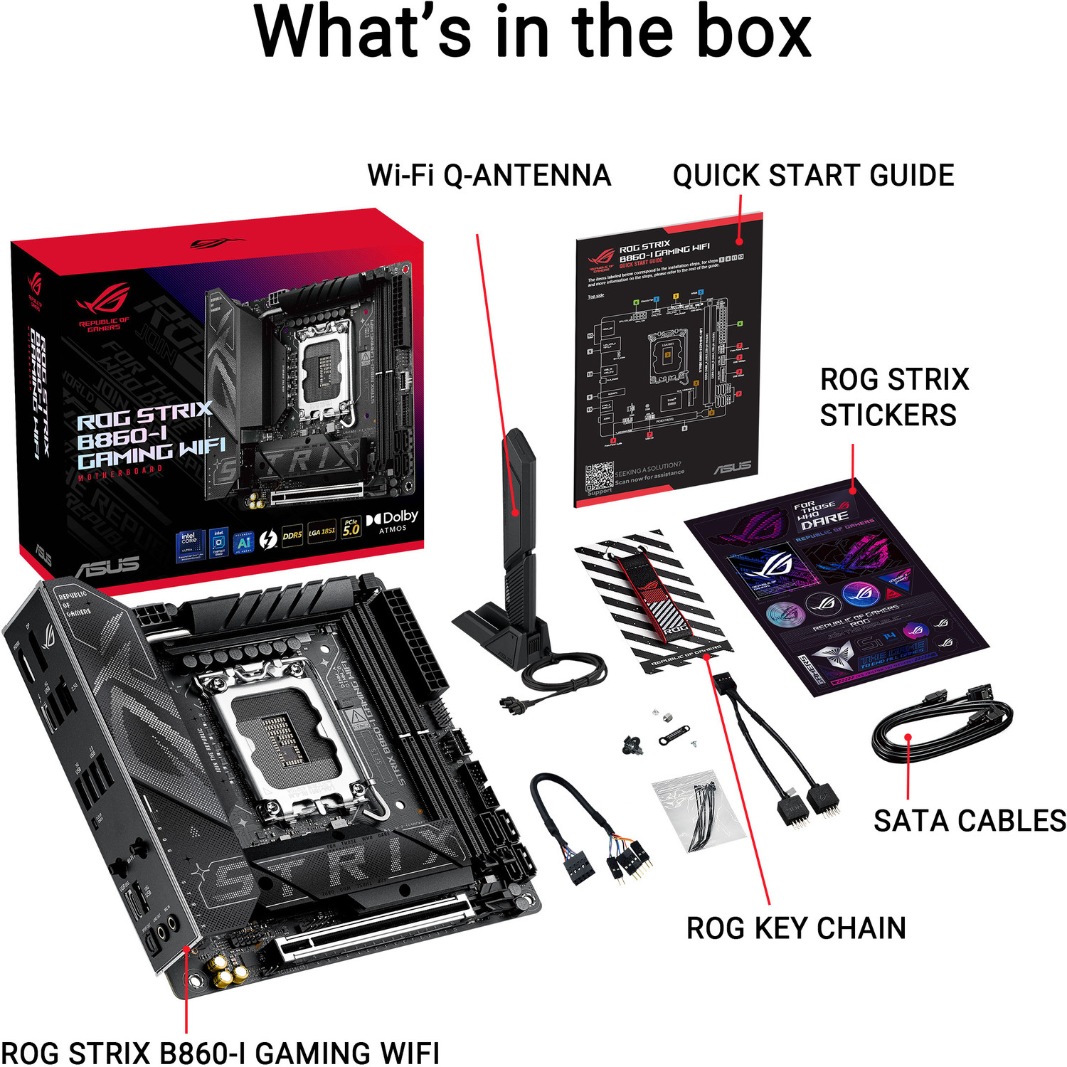 Image of ASUS ROG STRIX B860-I GAMING WIFI LGA1851 RL-ILMSocket Mini-ITX Intel B860 Chipset DDR5 Motherboard for Desktop