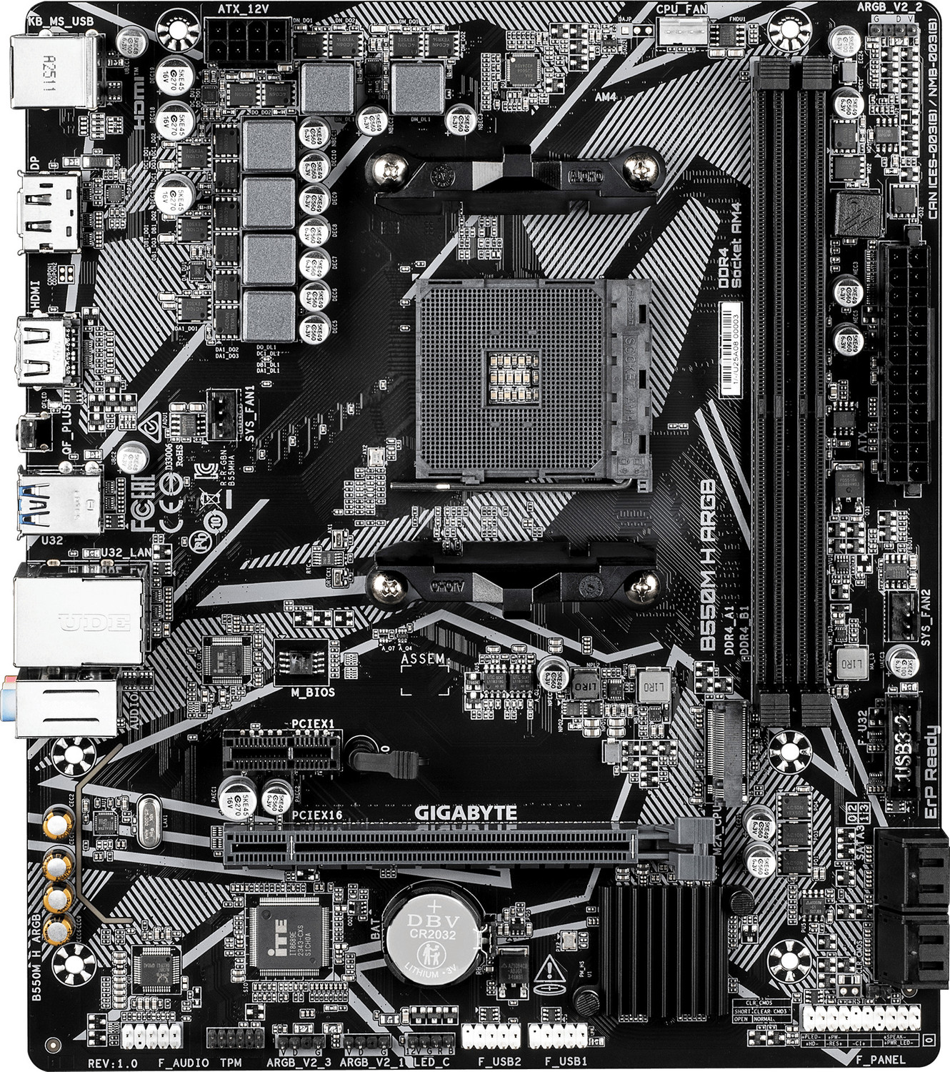 Image of GIGABYTE B550M H ARGB AM4Socket Micro-ATX AMD B550 Chipset DDR4 Motherboard for Desktop