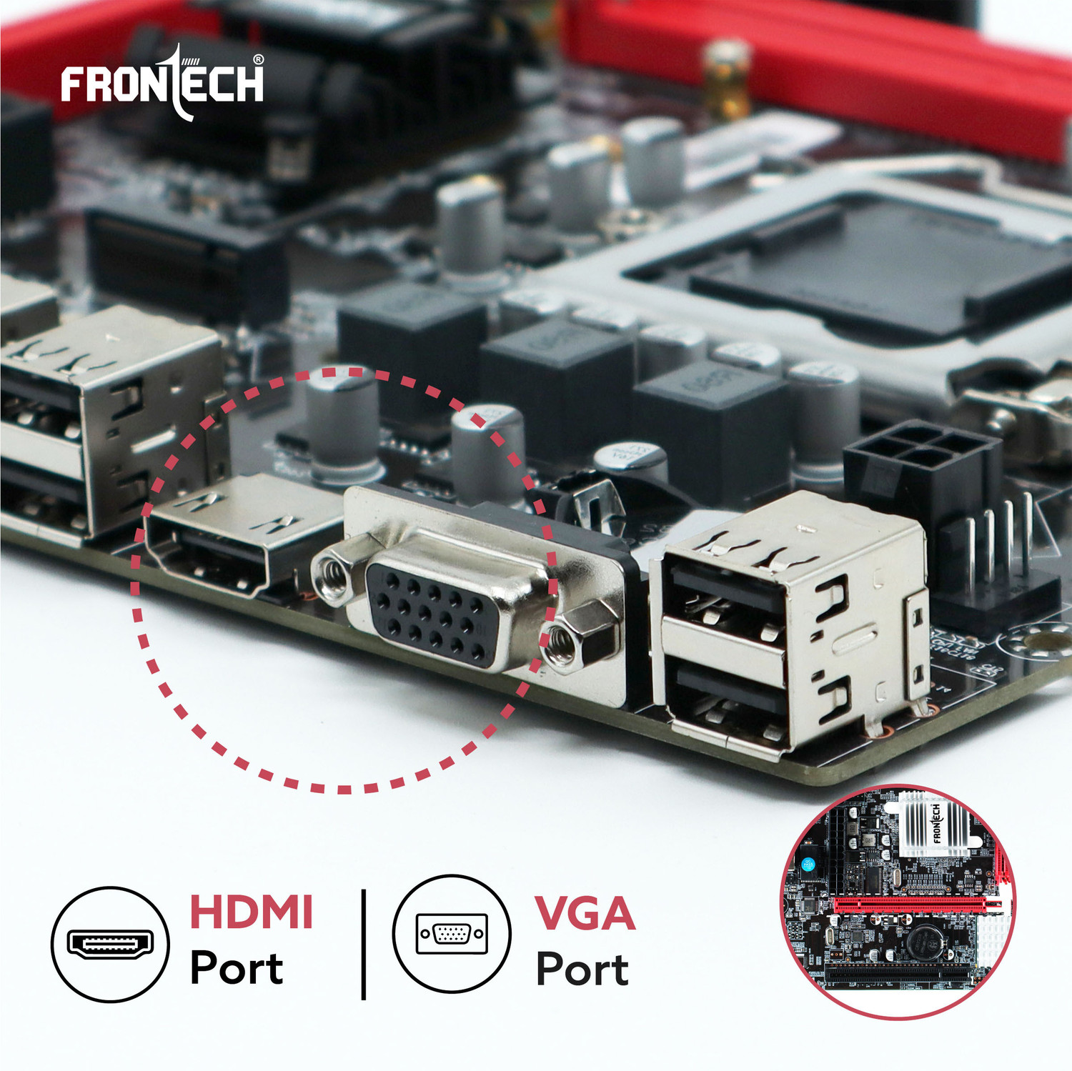 Image of Frontech H110 Motherboard, 32GB, HDMI /VGA, USB 3.0, M.2 NVMe,6th-9th Gen Intel LGA 1155Socket ATX Intel H110 Chipset DDR4 Motherboard for Desktop