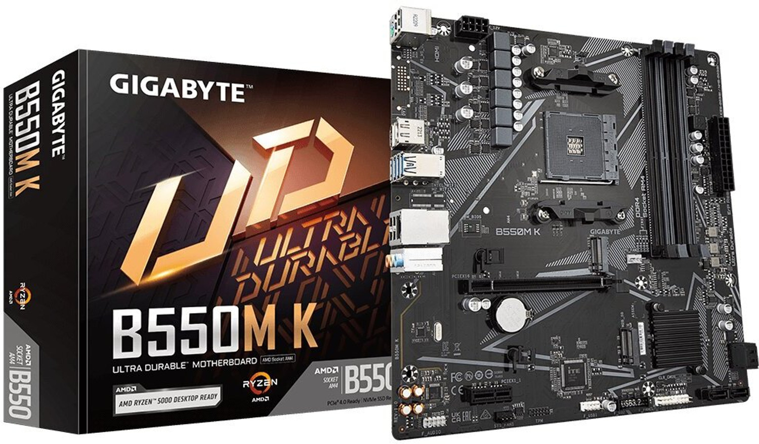 Image of GIGABYTE B550M K AM4Socket Micro-ATX AMD B550 Chipset DDR4 Motherboard for Desktop