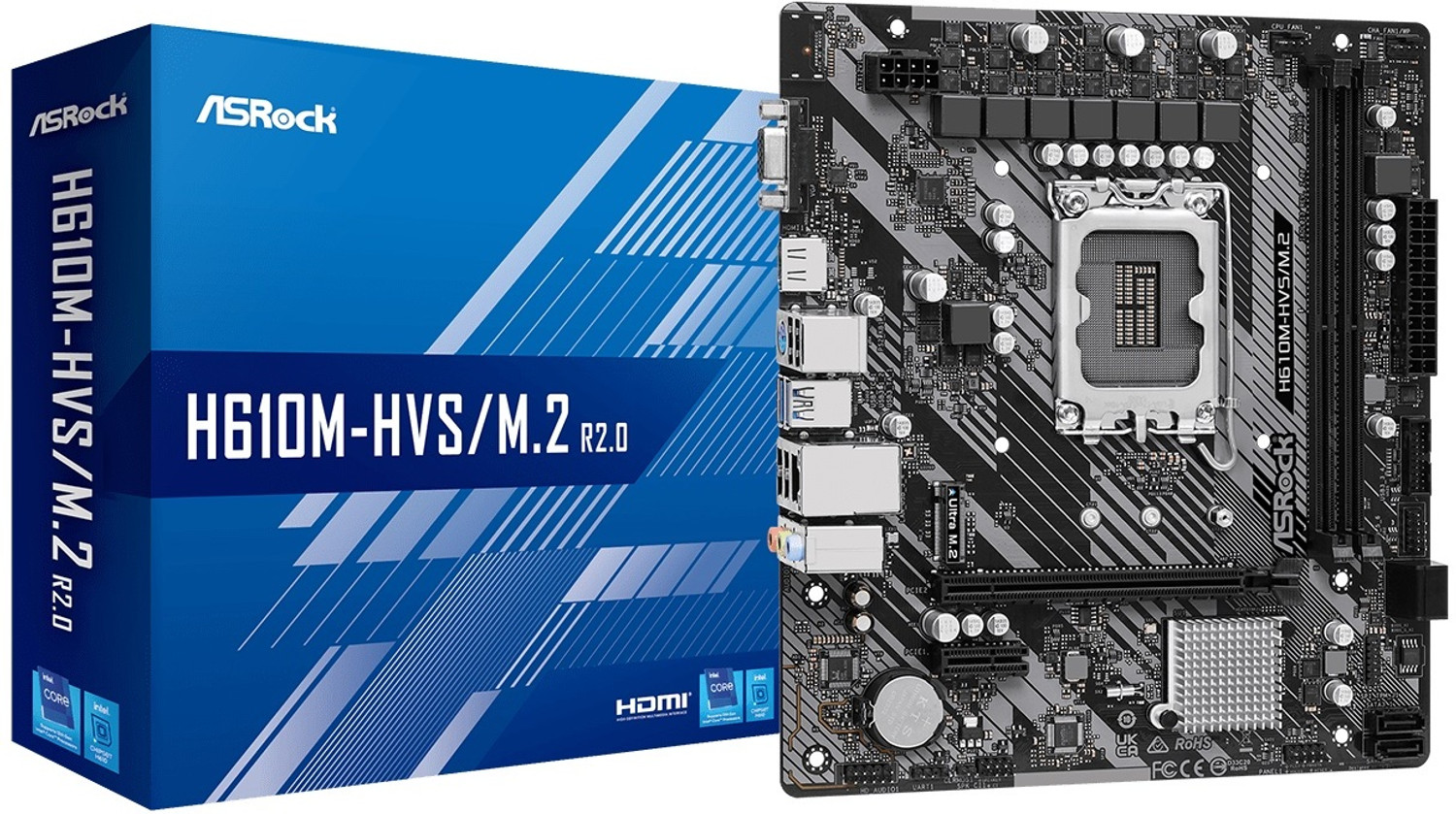 Image of ASRock H610M-HVS /M.2 R2.0 LGA 1700Socket Micro-ATX Intel H610 Chipset DDR4 Motherboard for Desktop