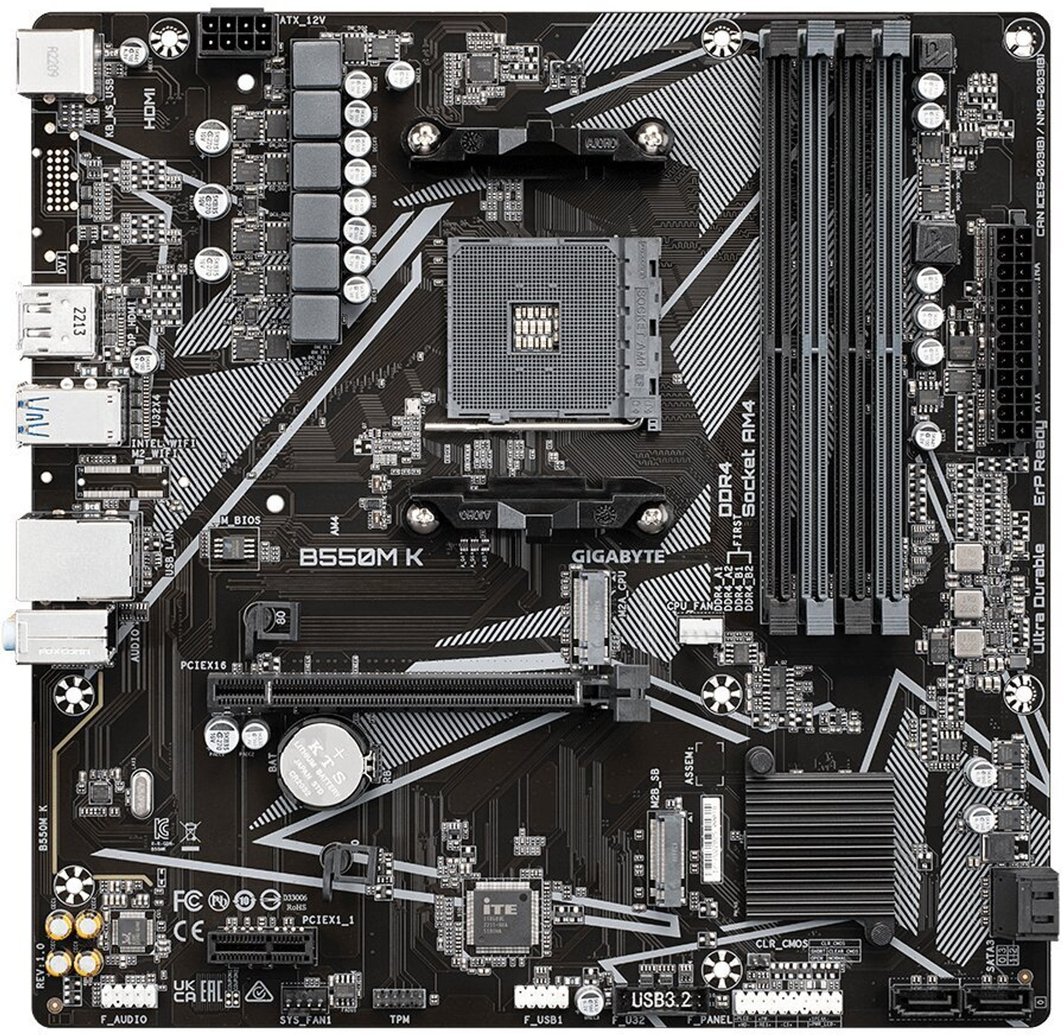 Image of GIGABYTE B550M K AM4Socket Micro-ATX AMD B550 Chipset DDR4 Motherboard for Desktop