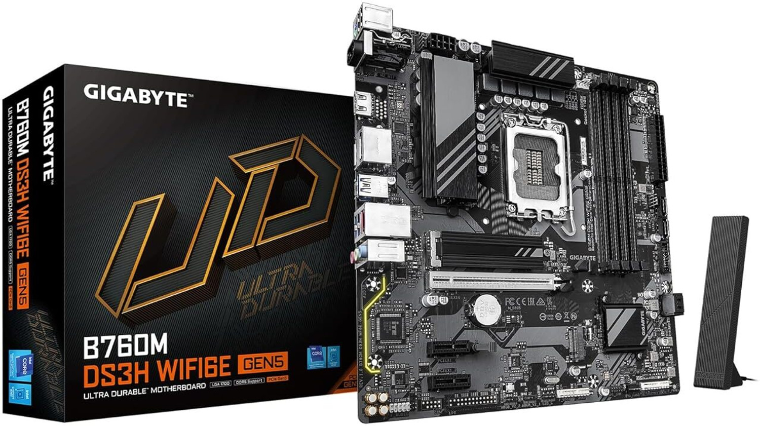 Image of GIGABYTE B760M DS3H WIFI6E GEN5 LGA 1700Socket Micro-ATX Intel B760 Chipset DDR5 Motherboard for Desktop