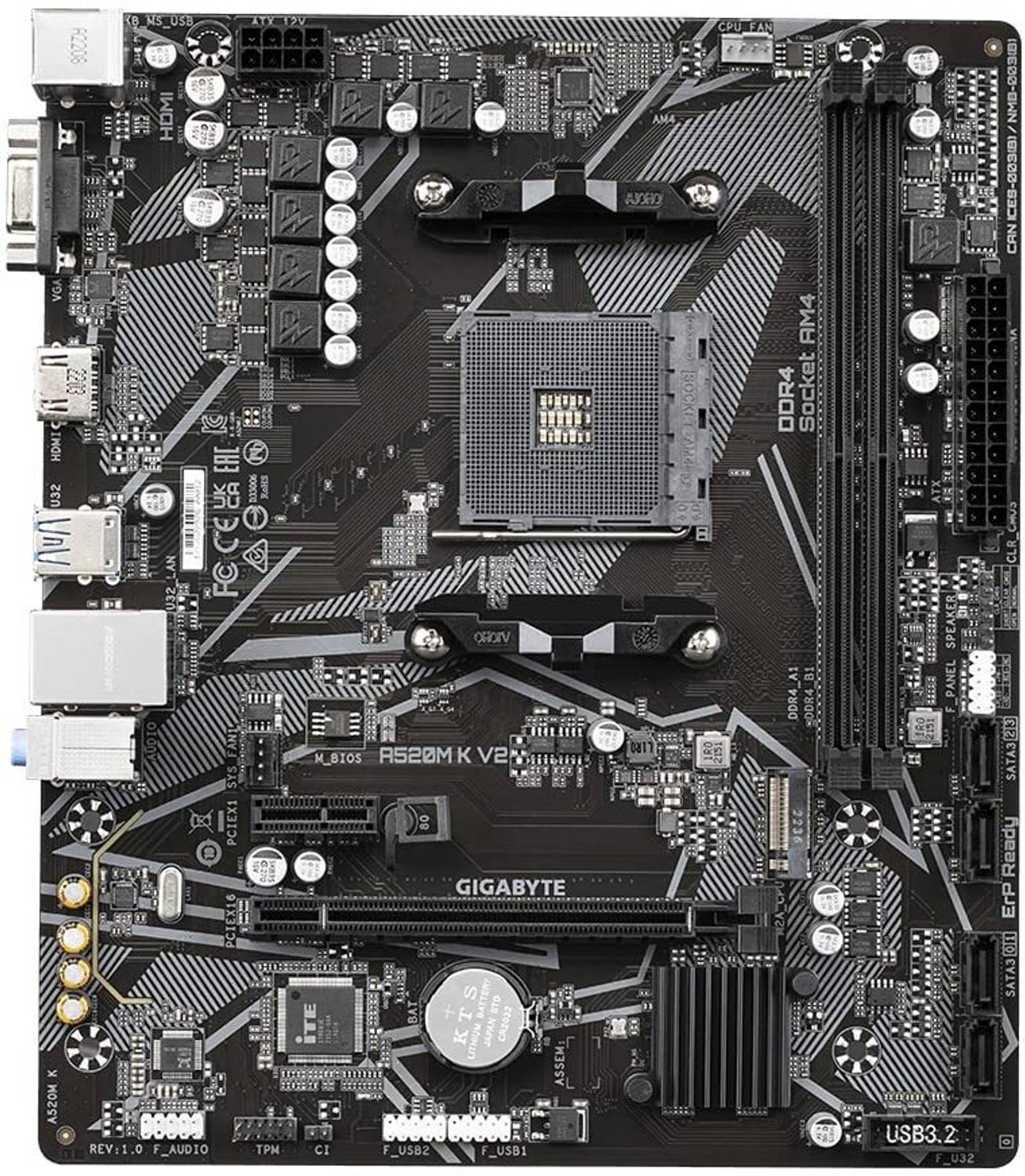 マザーボード（A520M K V2）+DDR4メモリ（8GB、3200MHz） a520m-k-v2-ultra-durable-