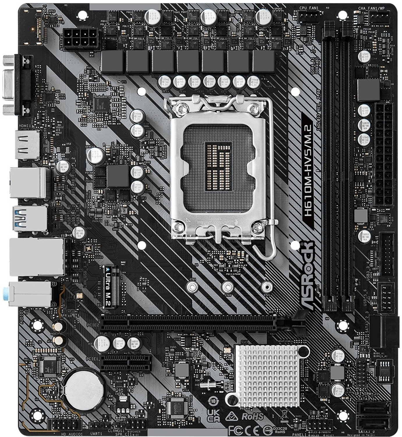 Image of ASRock H610M-HVS /M.2 R2.0 LGA 1700Socket Micro-ATX Intel H610 Chipset DDR4 Motherboard for Desktop