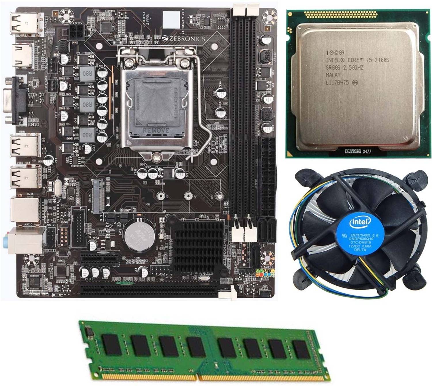 ZEBRONICS H61-i5-4GB-FAN LGA 1155Socket ATX Intel H61 Chipset DDR