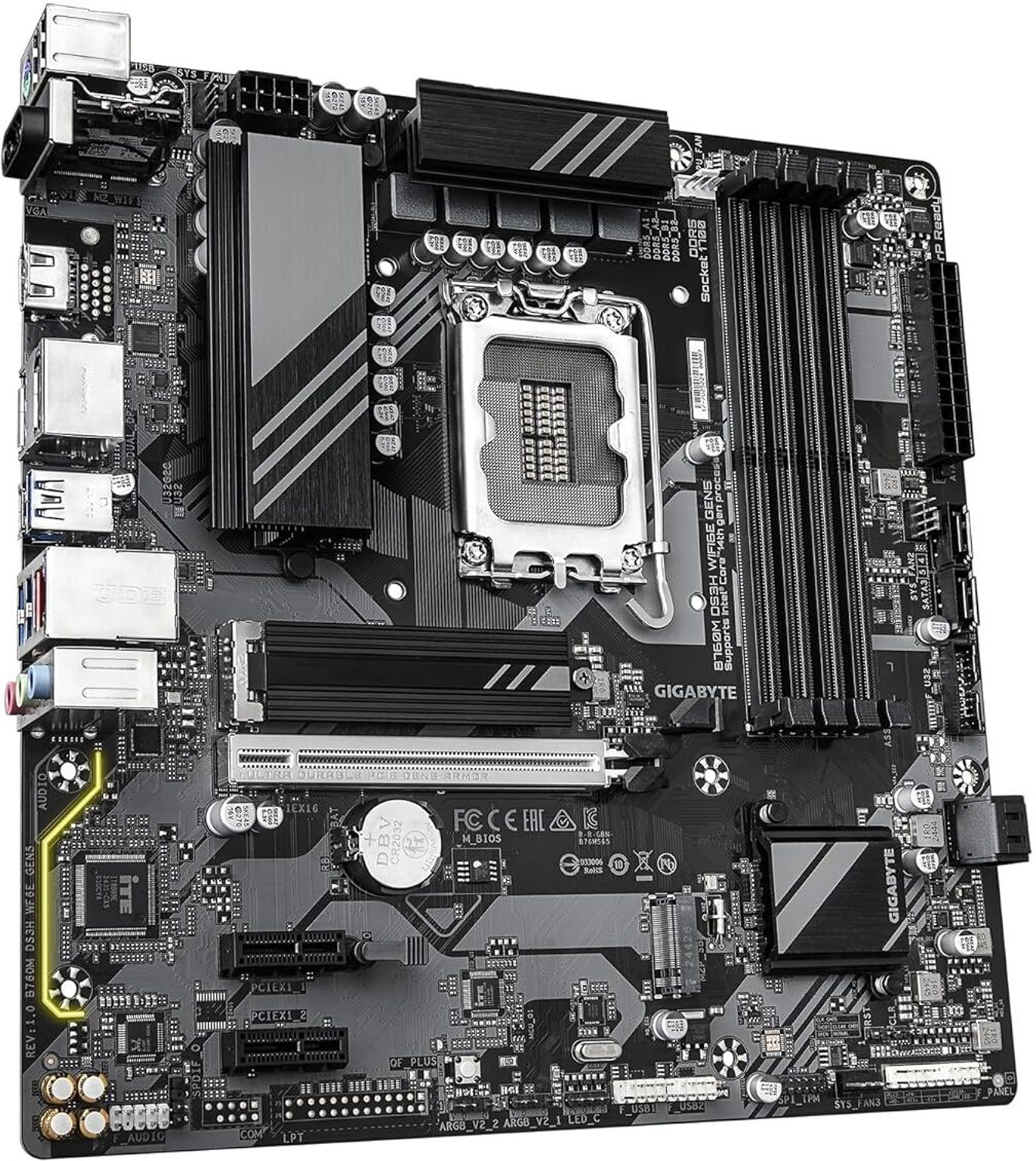 Image of GIGABYTE B760M DS3H WIFI6E GEN5 LGA 1700Socket Micro-ATX Intel B760 Chipset DDR5 Motherboard for Desktop