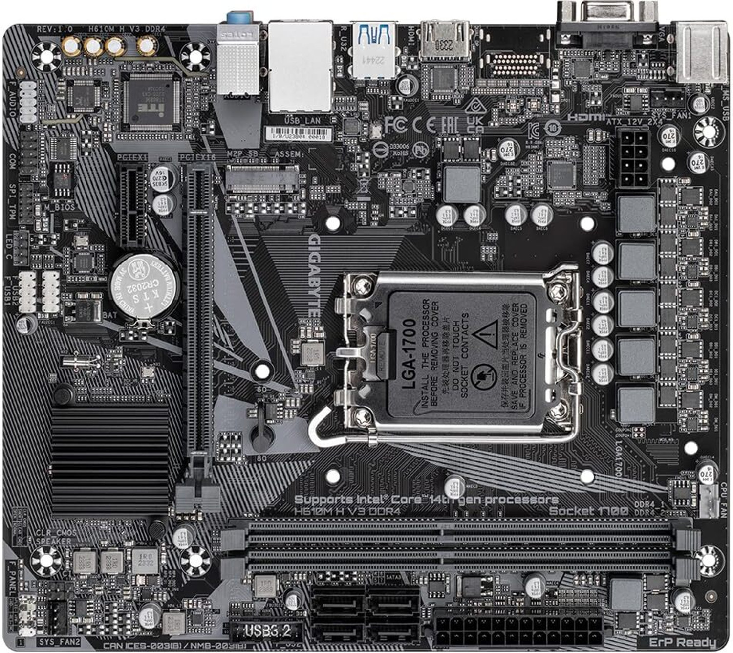 Image of GIGABYTE H610M H V3 DDR4 LGA 1700Socket Micro-ATX Intel H610 Chipset DDR4 Motherboard for Desktop