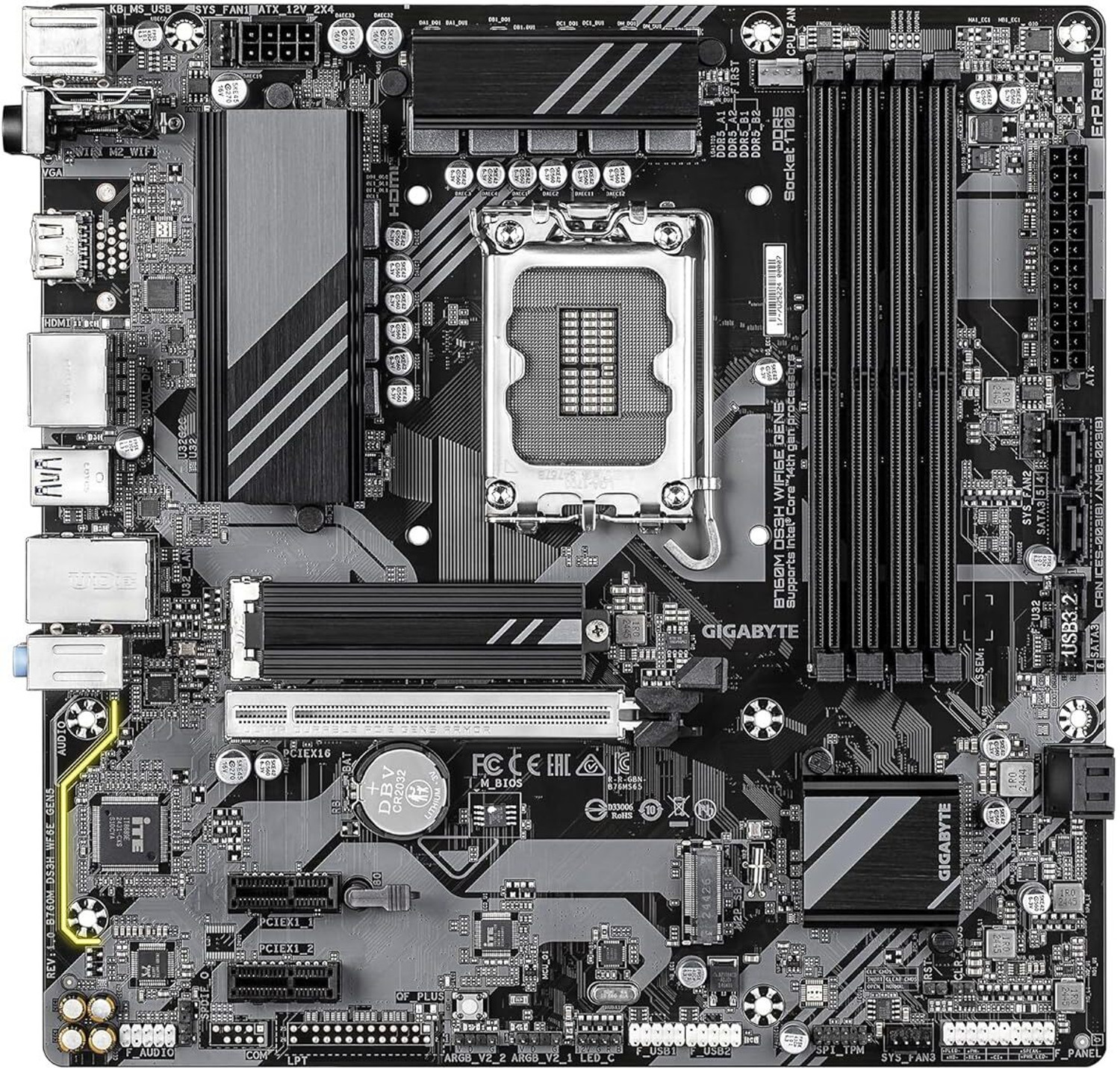 Image of GIGABYTE B760M DS3H WIFI6E GEN5 LGA 1700Socket Micro-ATX Intel B760 Chipset DDR5 Motherboard for Desktop