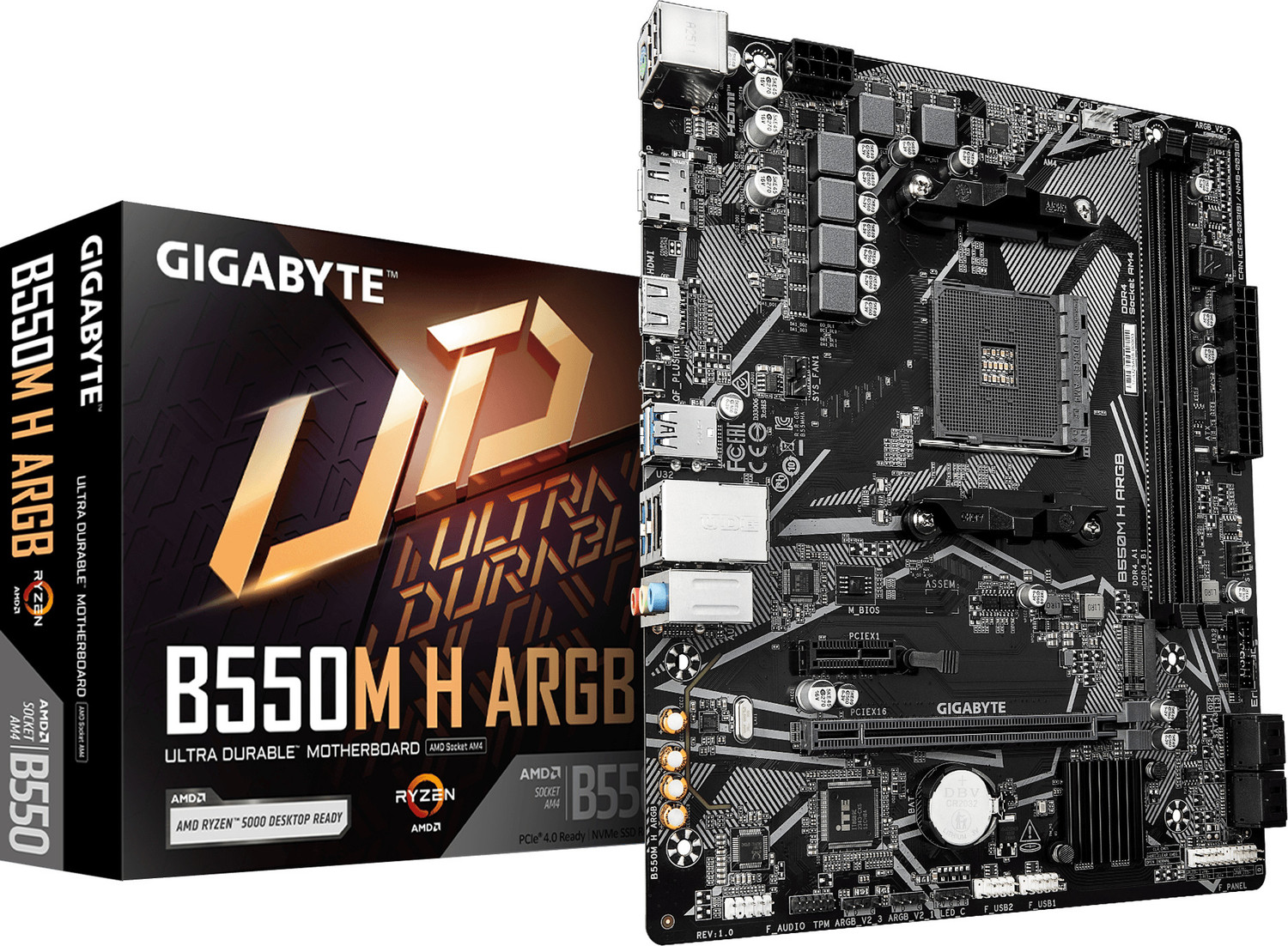 Image of GIGABYTE B550M H ARGB AM4Socket Micro-ATX AMD B550 Chipset DDR4 Motherboard for Desktop