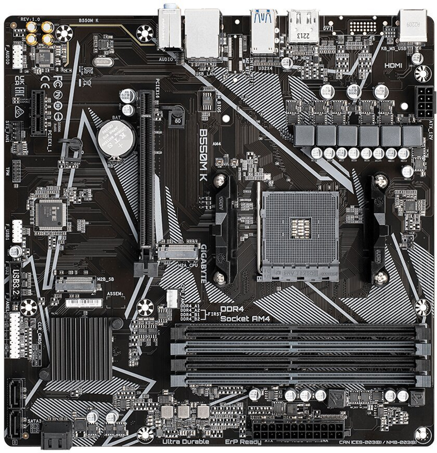 Image of GIGABYTE B550M K AM4Socket Micro-ATX AMD B550 Chipset DDR4 Motherboard for Desktop