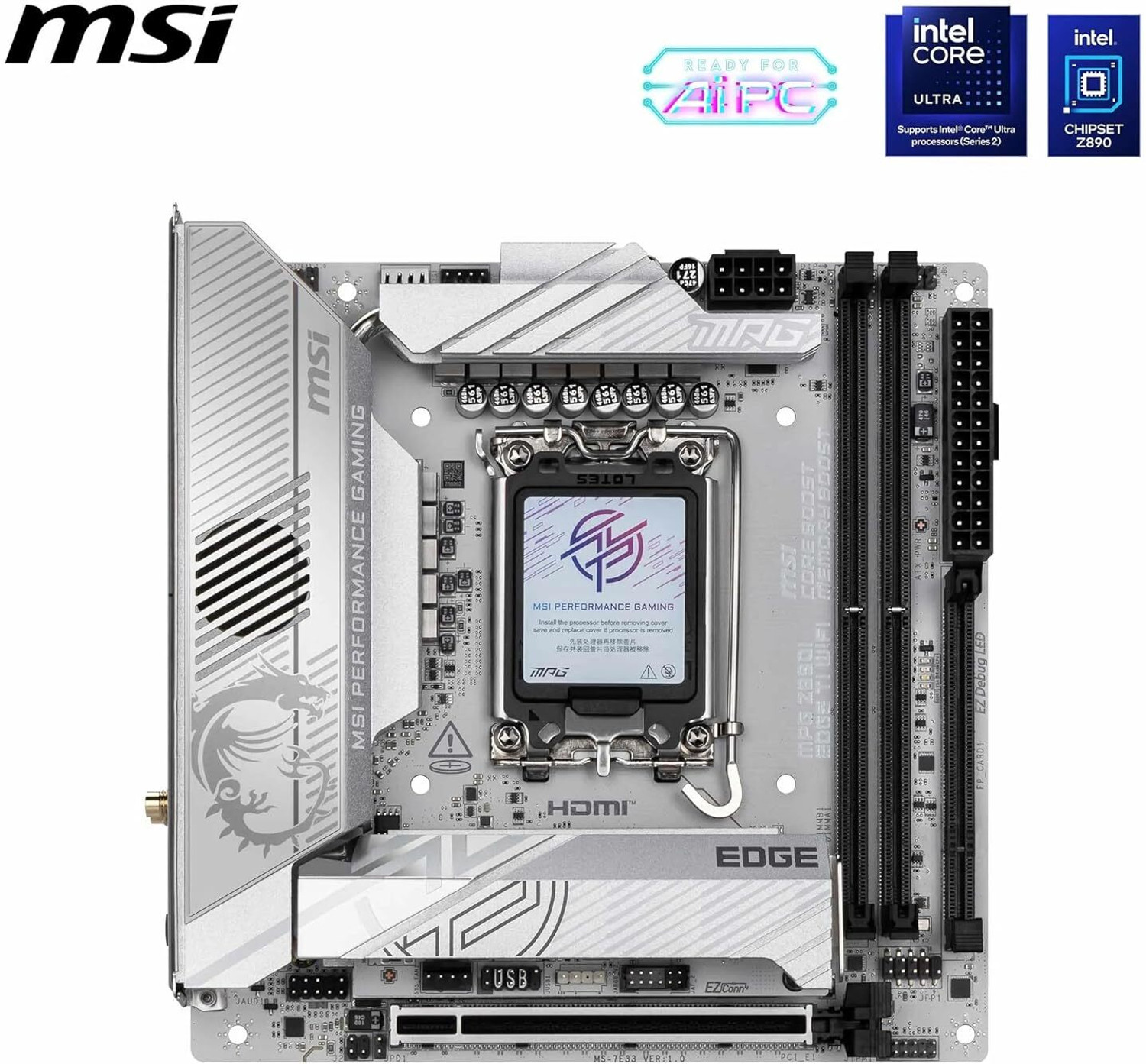 Image of MSI MPG Z890I EDGE TI WIFI LGA 1851Socket ATX Intel Z890 Chipset DDR5 Motherboard for Desktop