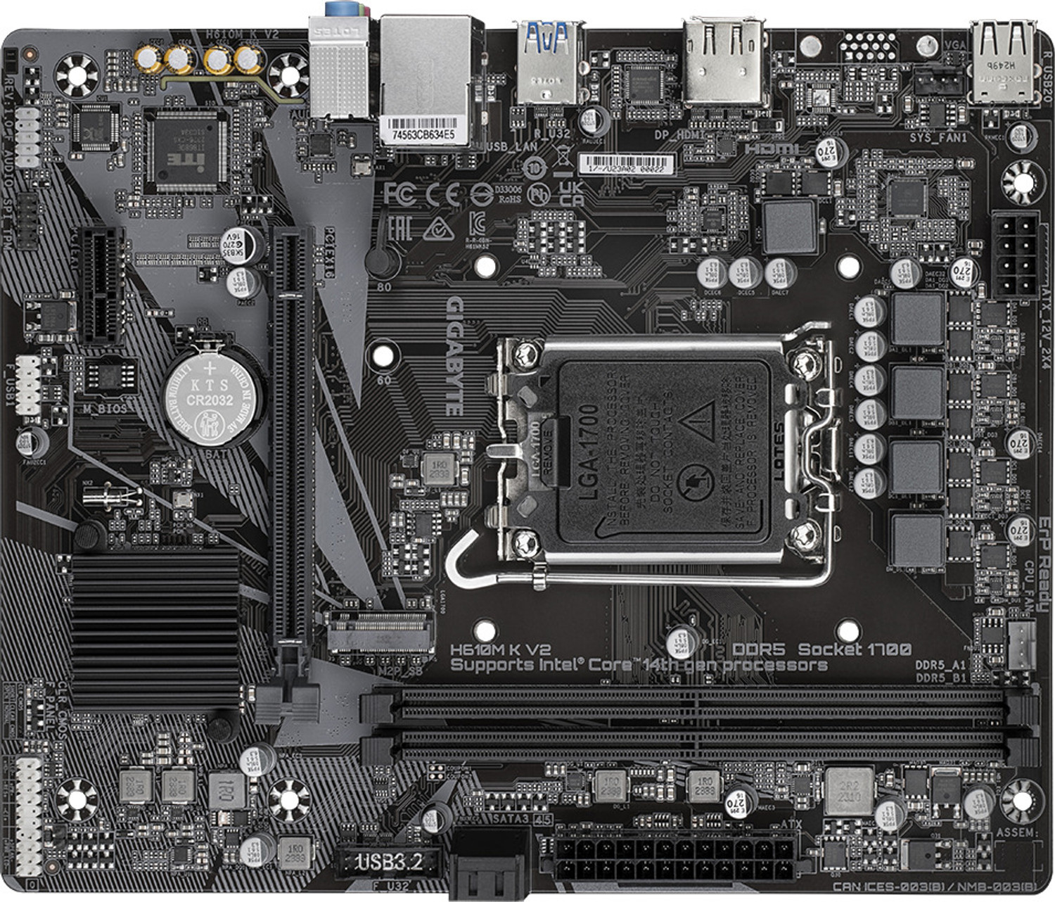 Image of GIGABYTE H610M K V2 LGA 1700Socket Micro-ATX Intel H610 Chipset DDR5 Motherboard for Desktop