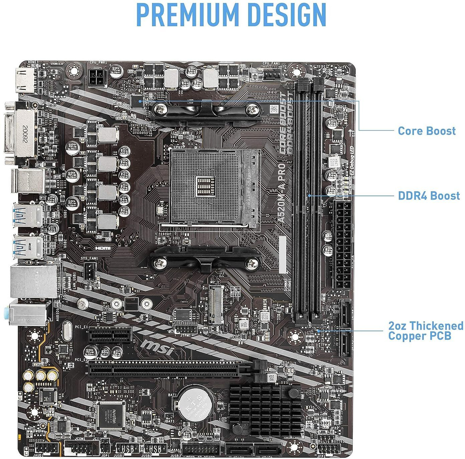 Image of MSI A520M-A PRO AM4Socket Micro-ATX AMD A520 Chipset DDR4 Motherboard for Desktop