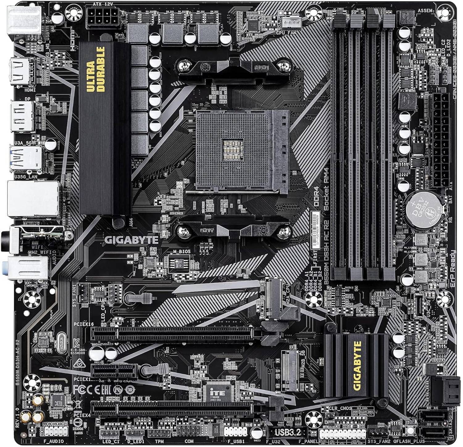 GIGABYTE B550M DS3H AC R2 AM4Socket Micro-ATX AMD B550 Chipset DD
