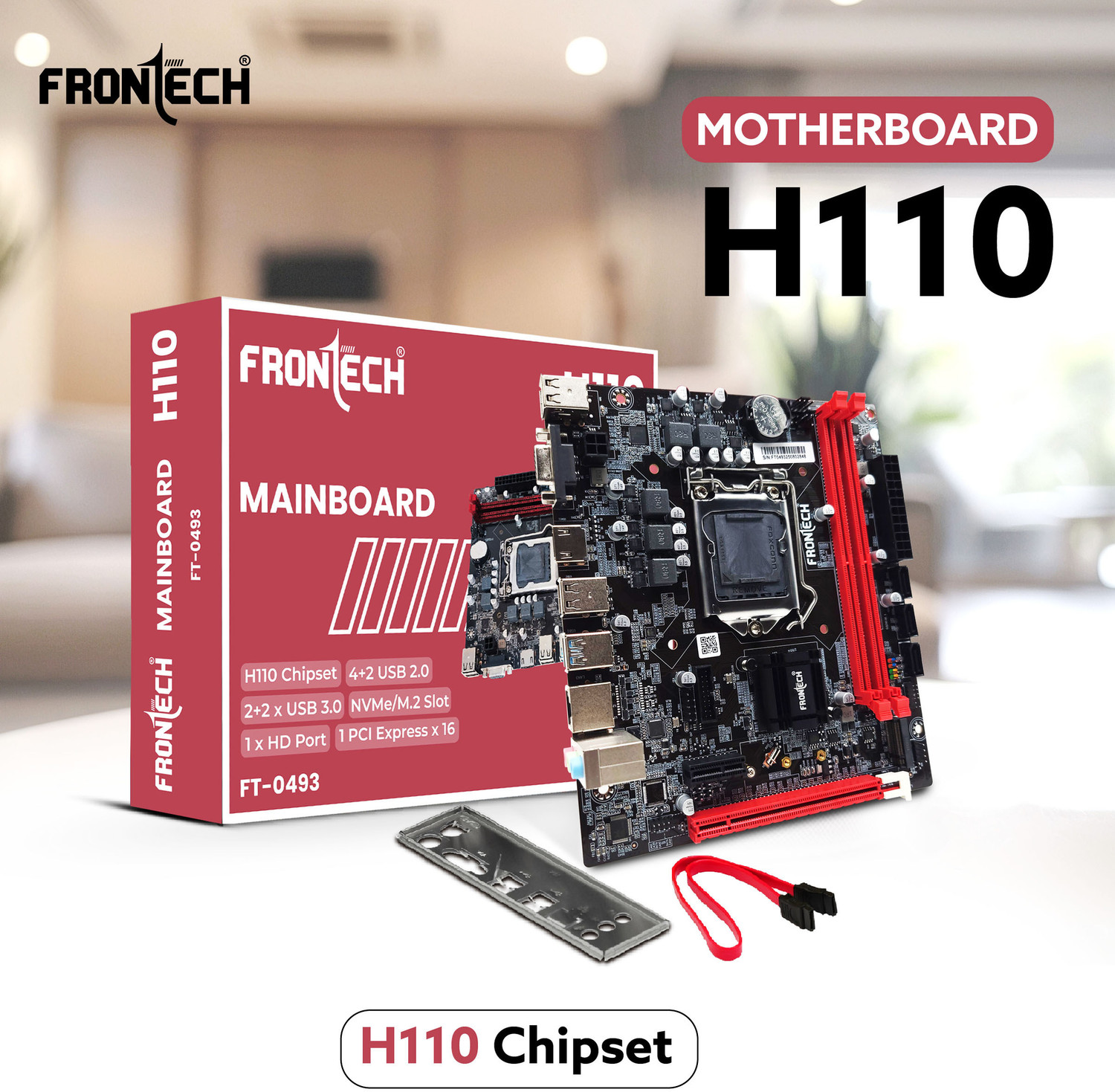 Image of Frontech H110 Motherboard, 32GB, HDMI /VGA, USB 3.0, M.2 NVMe,6th-9th Gen Intel LGA 1155Socket ATX Intel H110 Chipset DDR4 Motherboard for Desktop