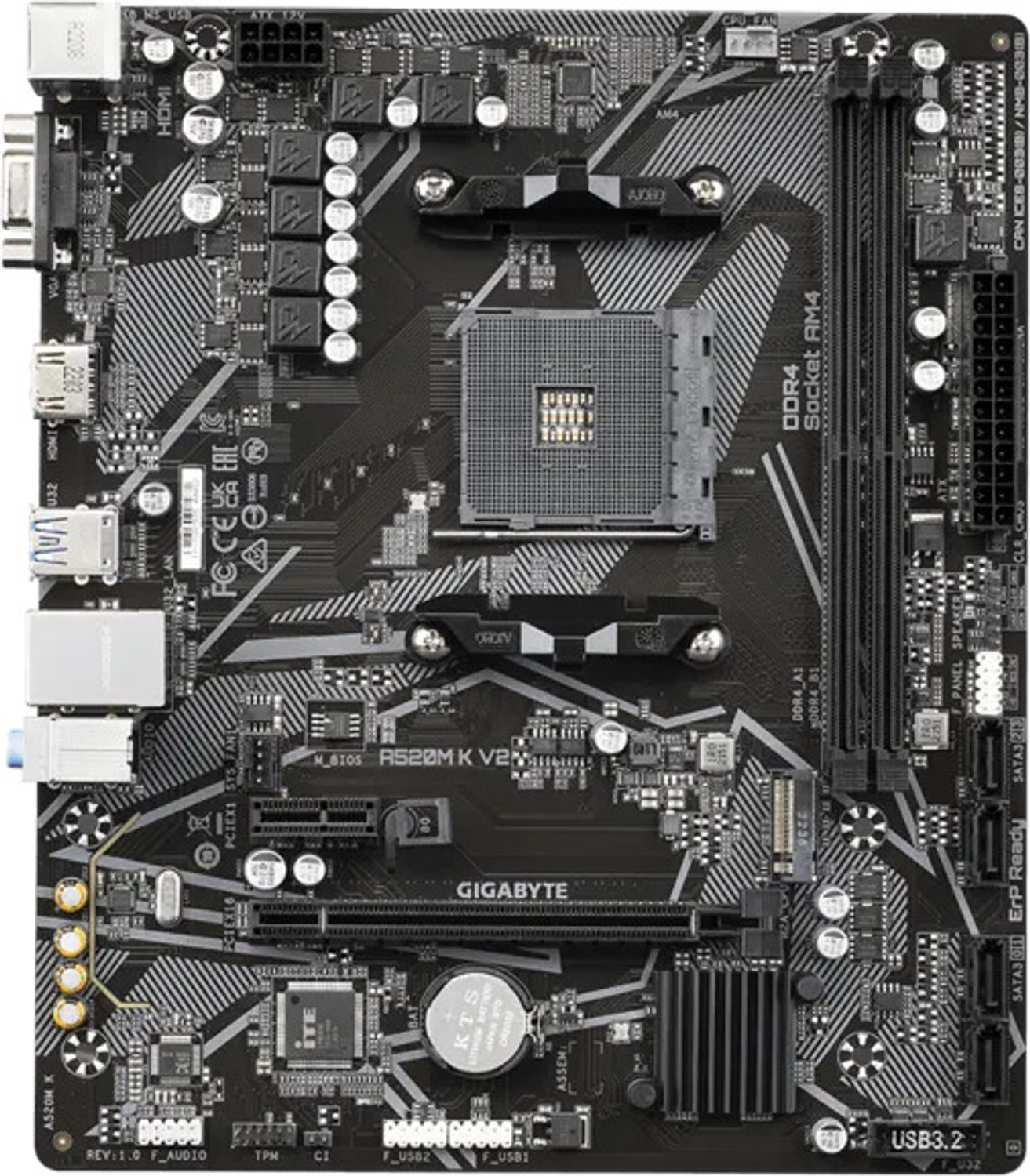 Image of GIGABYTE A520M K V2 AM4Socket Mini-ATX AMD A520 Chipset DDR4 Motherboard for Desktop