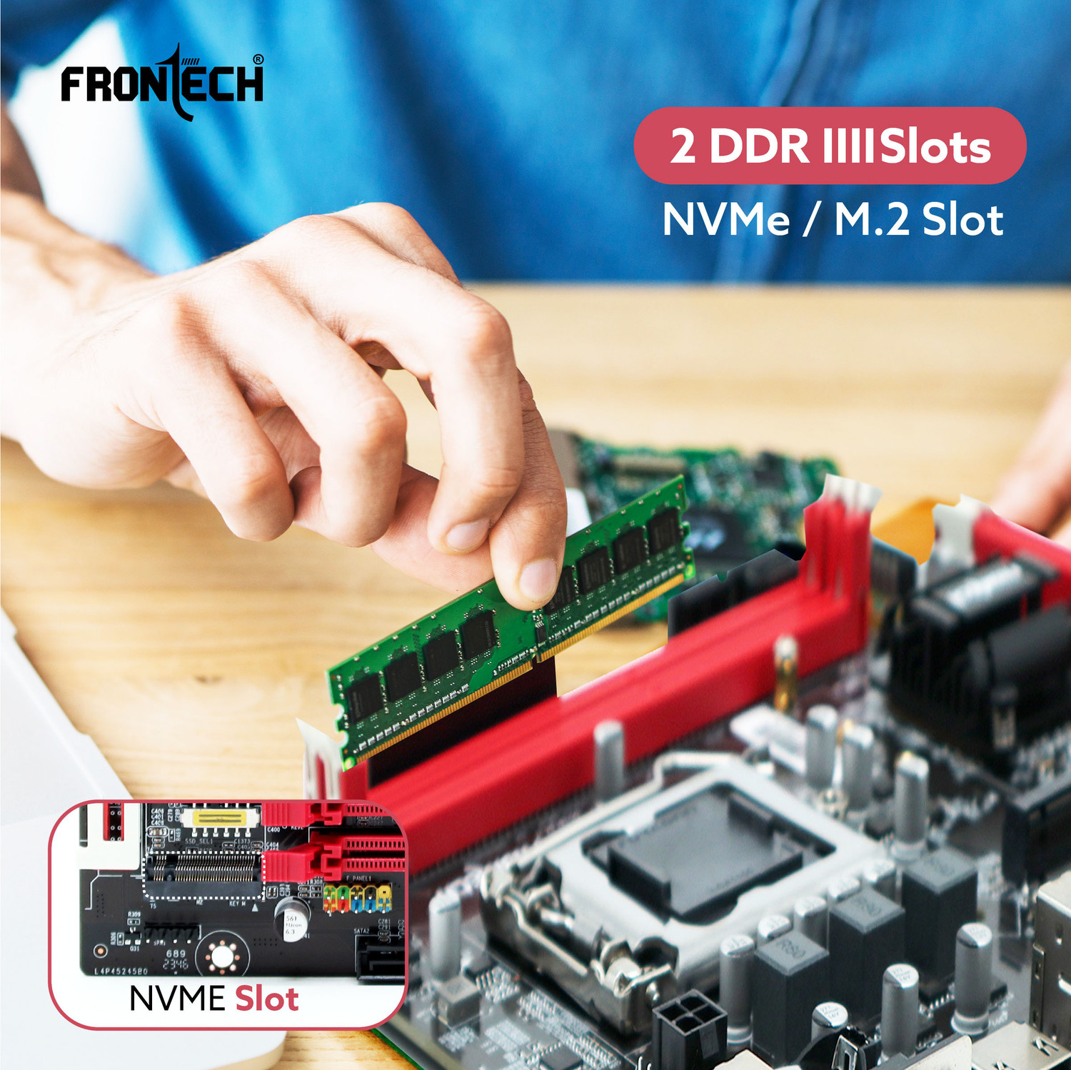 Image of Frontech H110 Motherboard, 32GB, HDMI /VGA, USB 3.0, M.2 NVMe,6th-9th Gen Intel LGA 1155Socket ATX Intel H110 Chipset DDR4 Motherboard for Desktop
