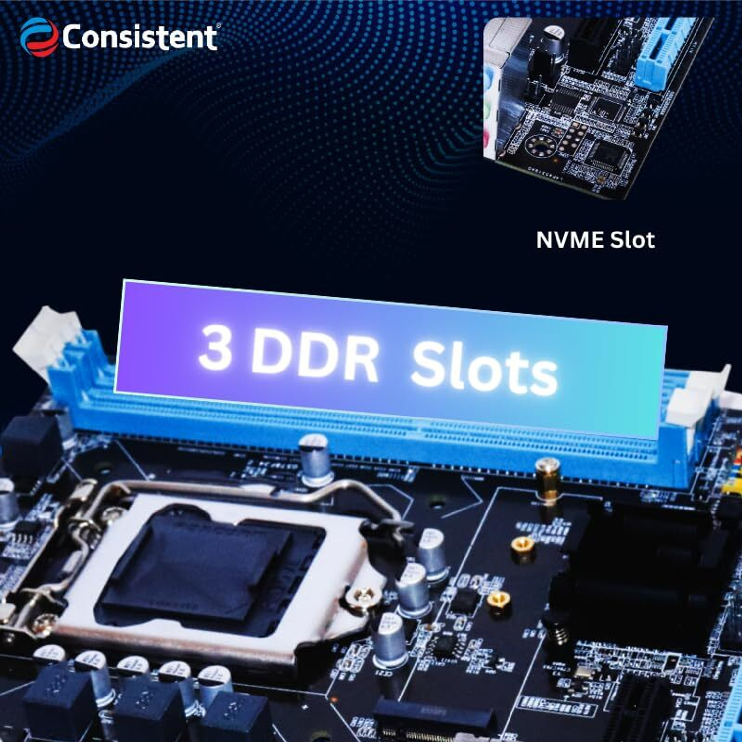 Image of Electrokaart Consistent H61 Motherboard with 2xDDR3 RAM Slot NVMe Support i3 /i5 /i7 Processor LGA 1155Socket ATX Intel H61 Chipset DDR3 Motherboard for Desktop