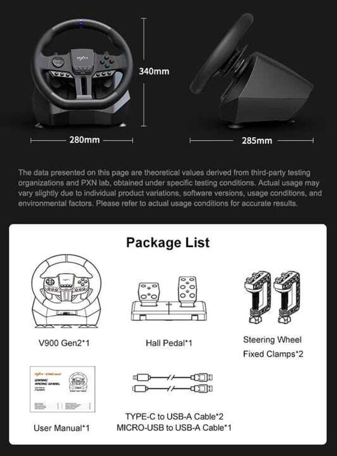 Image of PXN V900 GEN2 Gaming Car Racing Steering Wheel 270 /900 Racing Simulator with Motion Controller