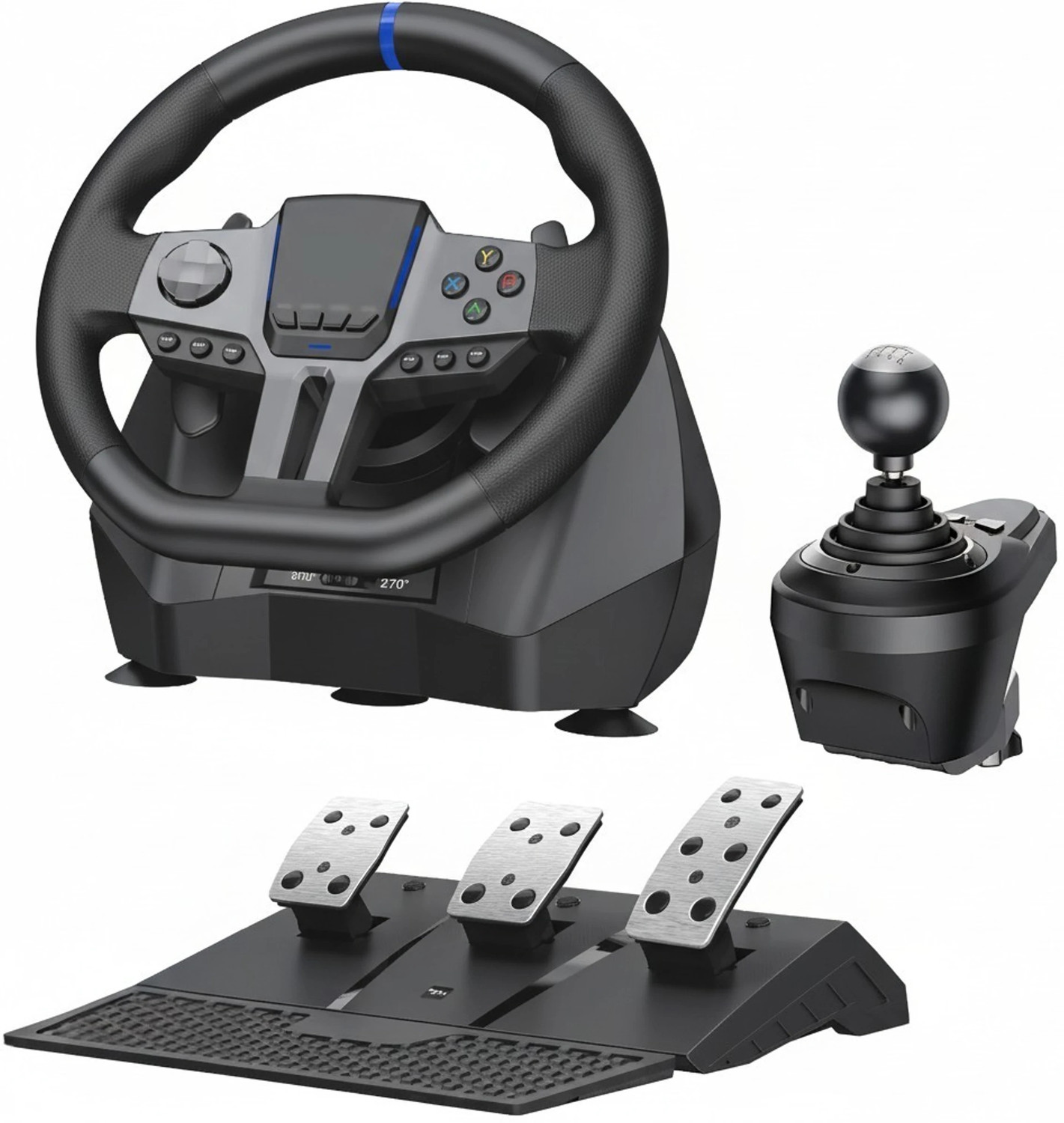 Image of Playtastic V9 Gen2 Universal Game Steering Wheel with Shift Pedals & 6+R Gear Lever Motion Controller